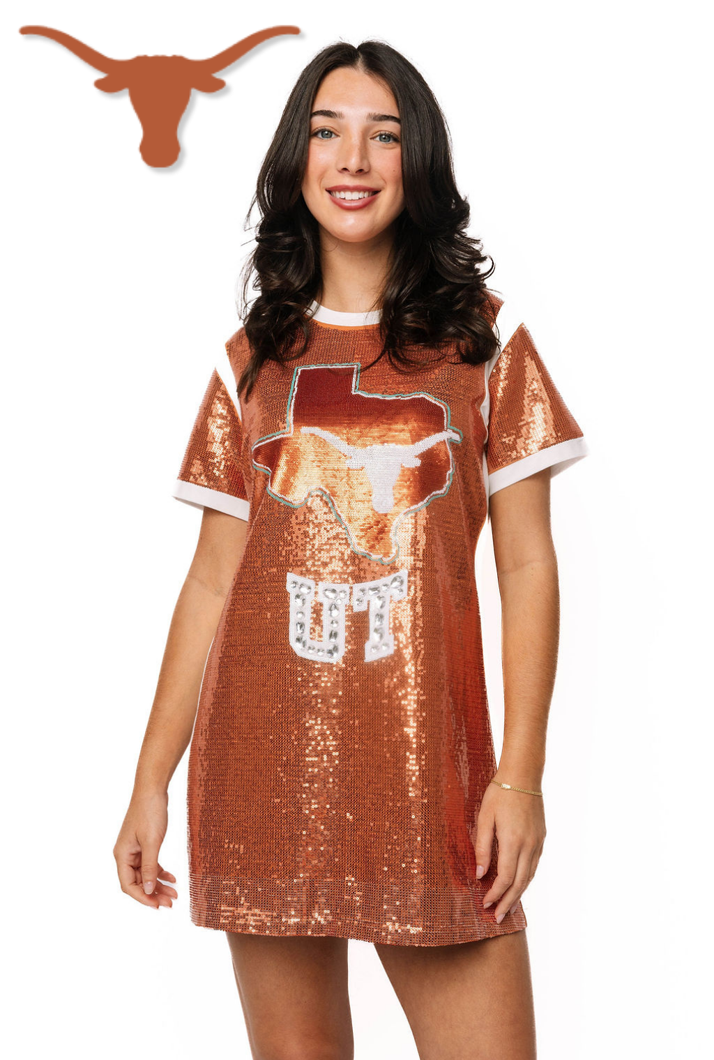 Licensed Texas Full Sequin Mascot Tee Dress – Queen of Sparkles