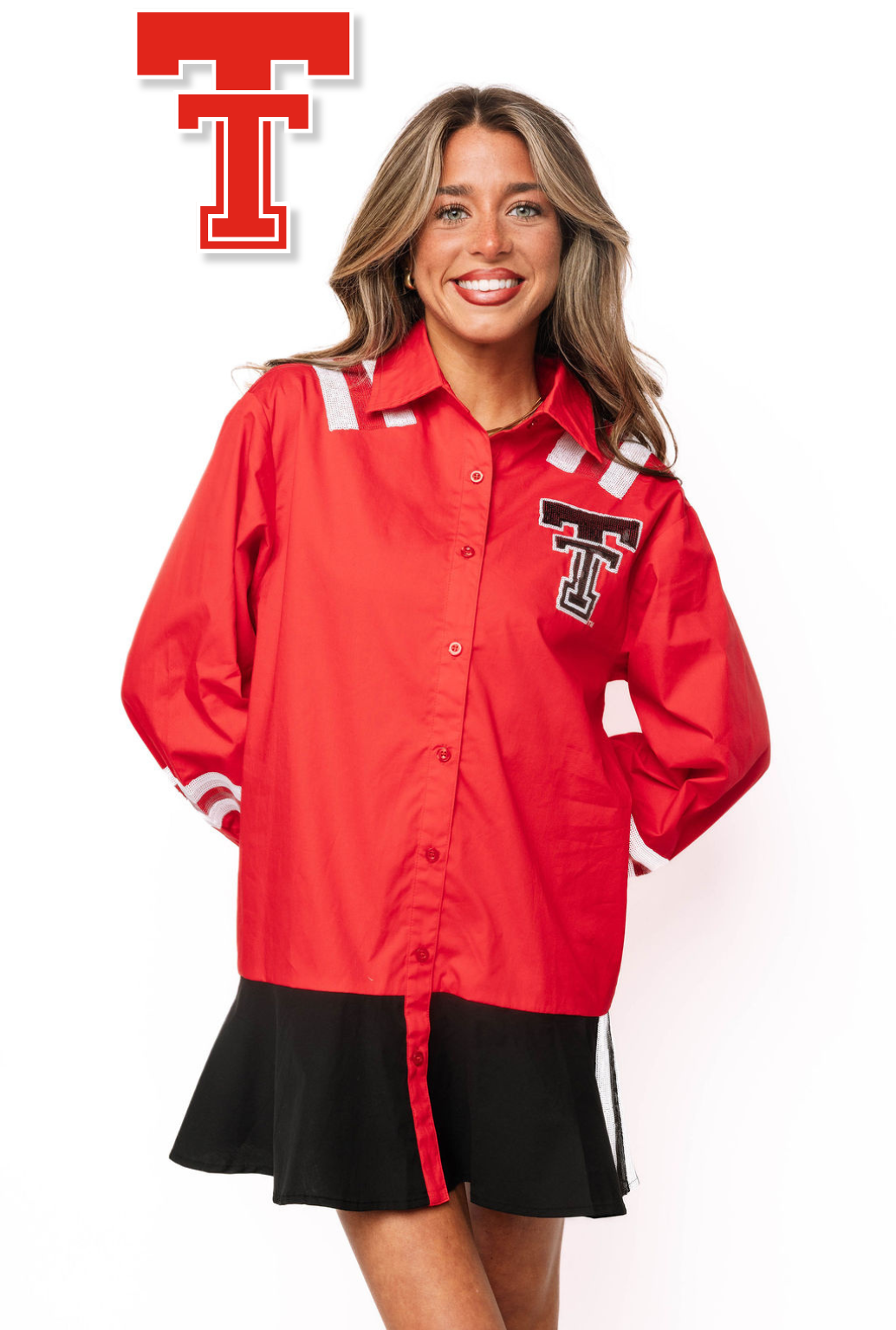 Licensed Texas Tech Mascot Pocket Jersey Cotton Long Sleeve Ruffle Dre – Queen of Sparkles