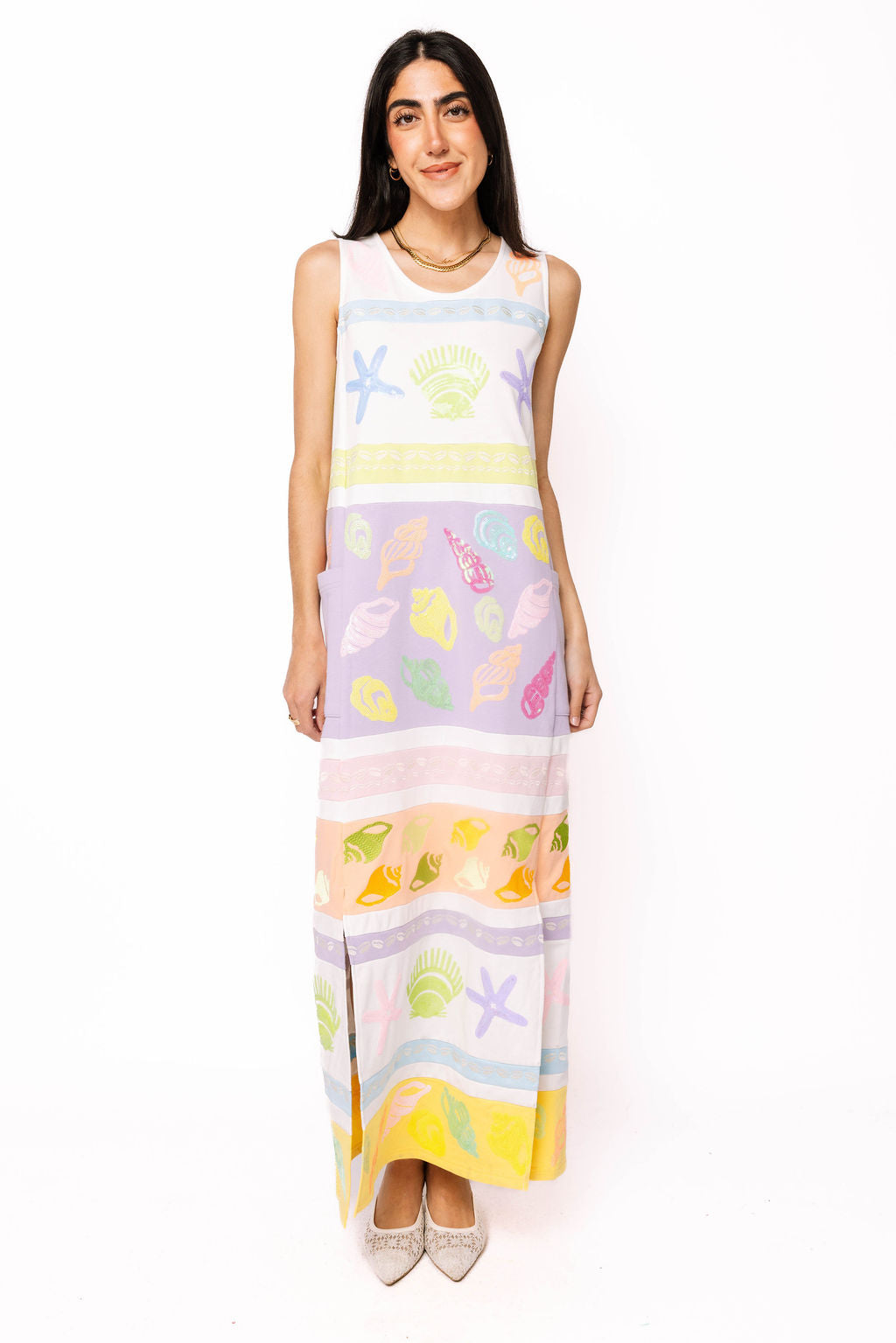 white tank midi dress Colorblock Stripe Shell Tank Midi Dress – Queen of Sparkles