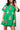 Green & Gold Jeweled Ornament Cotton Short Sleeve Dress