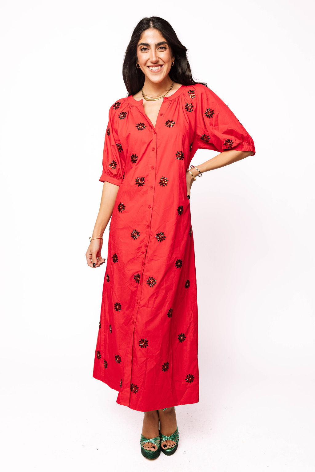 poinsettia christmas dress Poinsettia, Christmas pattern" A-Line Dress for Sale by katerinamk