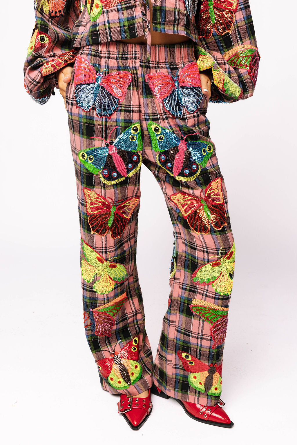 Sample Multi Plaid Neon Butterfly Cotton Pant – Queen of Sparkles