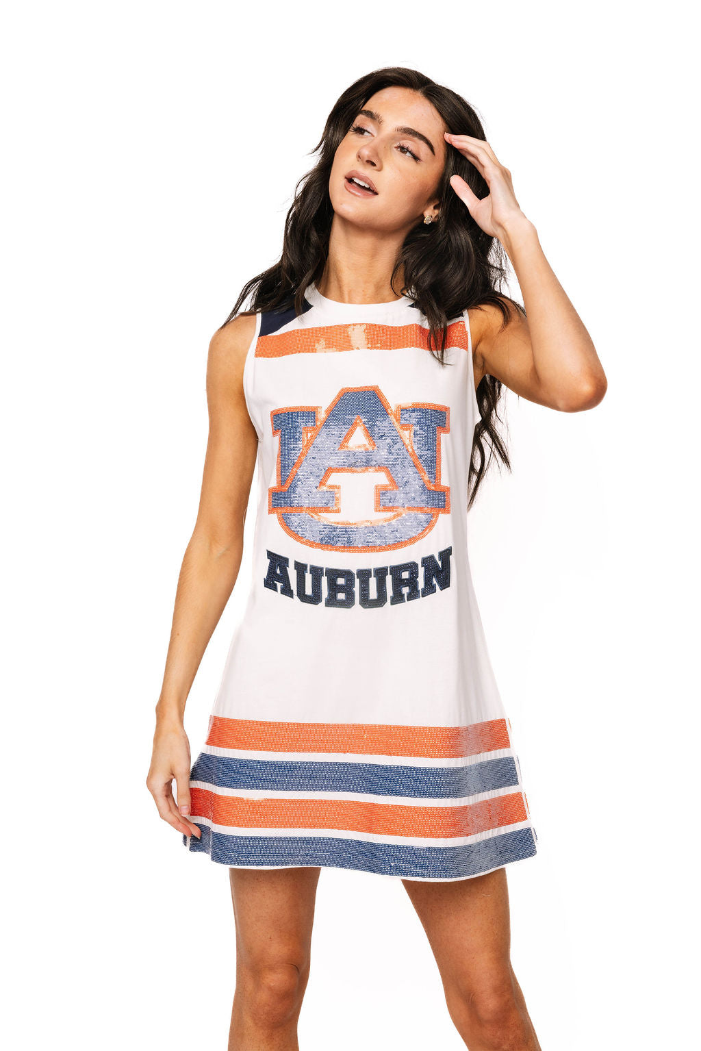 Licensed Sample Auburn Striped Tank Dress Queen of Sparkles Licensed Sample Auburn Striped Tank Dress Queen of Sparkles