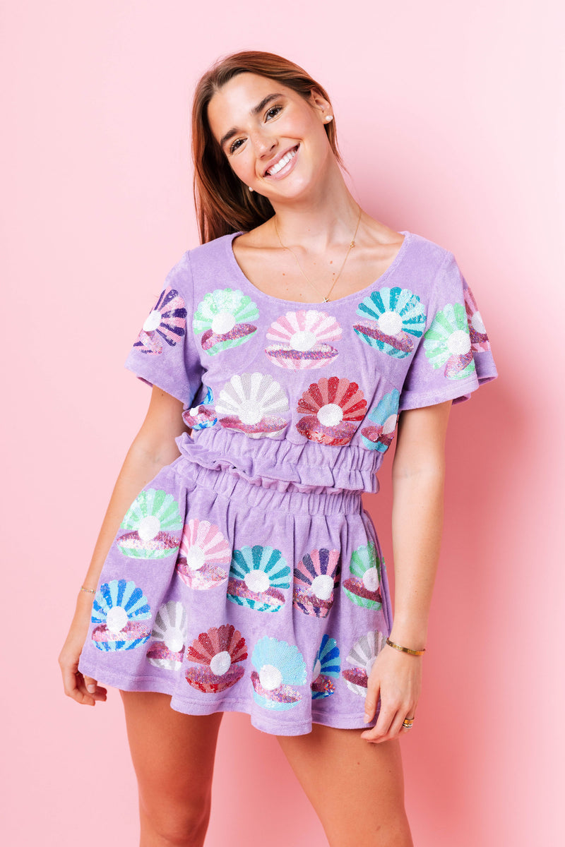 Lavender Clam Terry Cloth Skort Queen of Sparkles