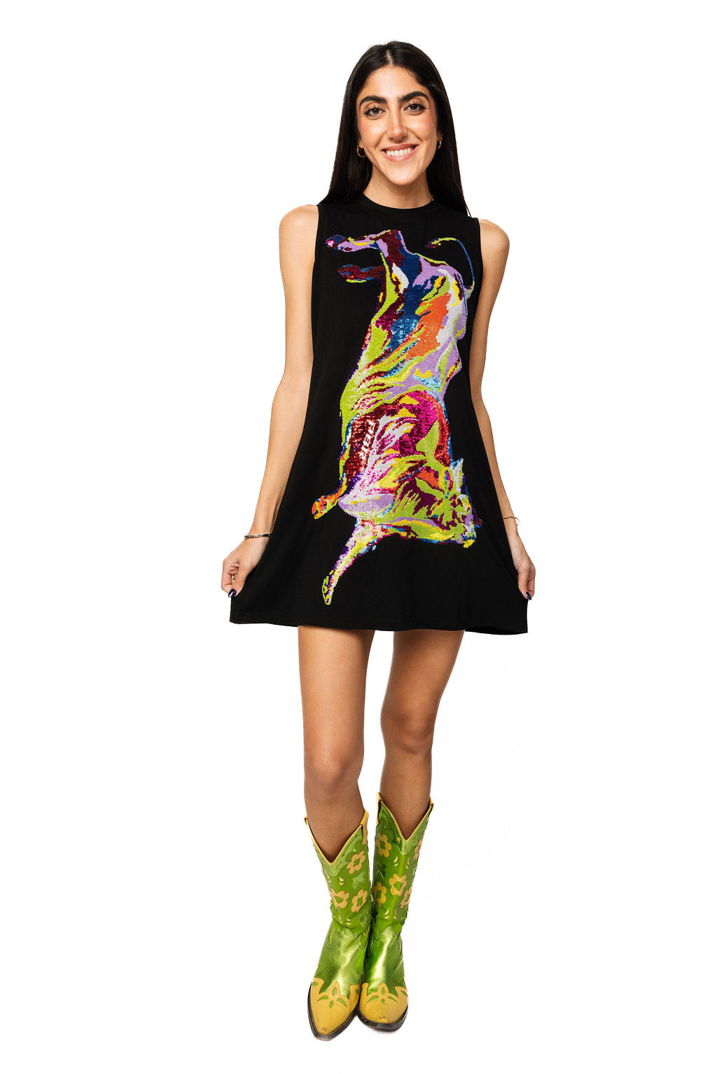Licensed Black PBR Bucking Bull Dress Queen of Sparkles Licensed Black PBR Bucking Bull Dress Queen of Sparkles