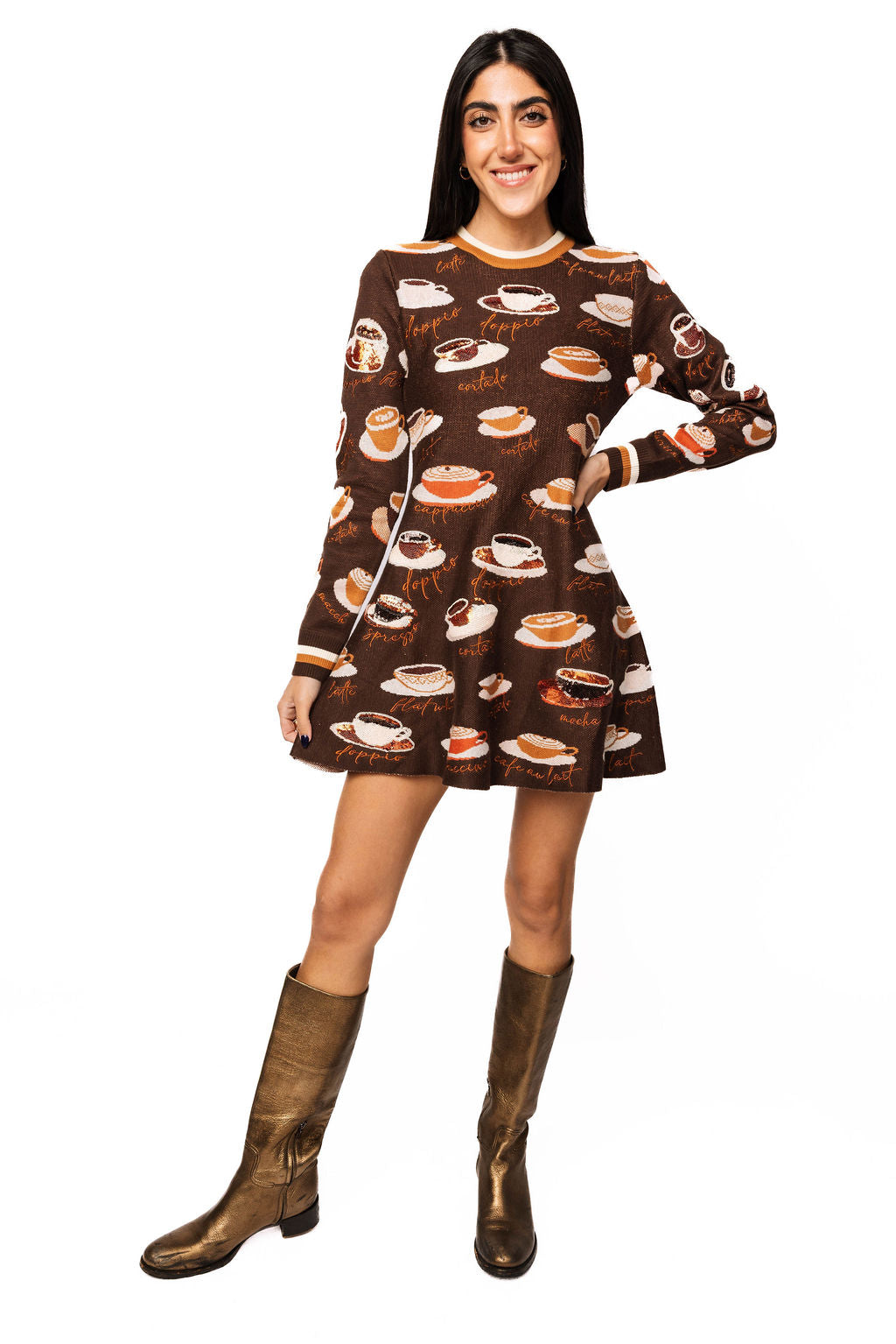 Sample Brown Types of Coffee Sweater Dress Queen of Sparkles Sample Brown Types of Coffee Sweater Dress Queen of Sparkles