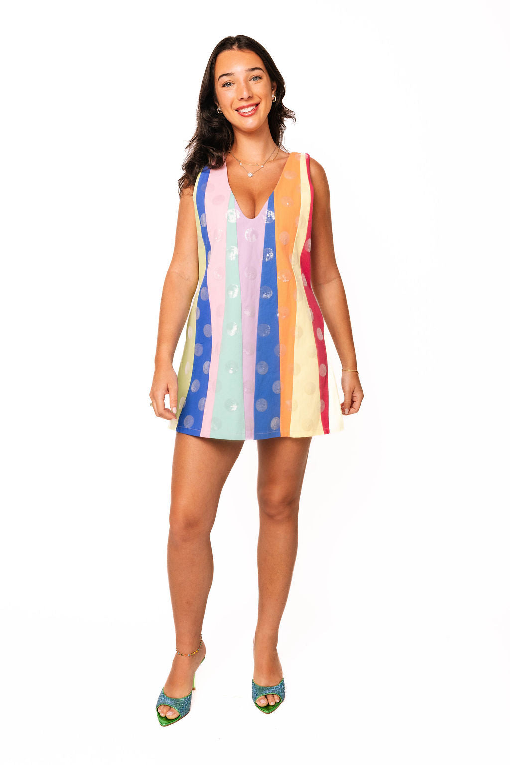 multicolor sequin stripe dress Plus Size - Bodycon Mini Dress - Sequin Stripe Rainbow
