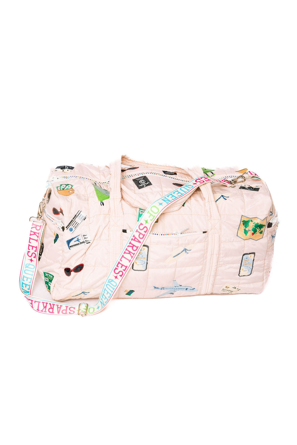 cute travel duffel bag Super children's Large Capacity shoulder for trips and Bagmire Blue Puffer Duffel Bag with Bow Ribbon Straps Cute Cute Weekender Bags | Duffle