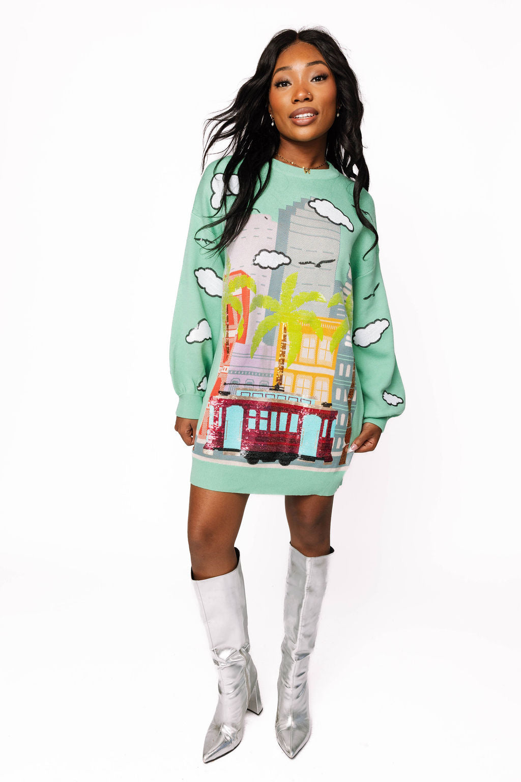 Sample Mint Green Canal Street with Streetcar Sweater Dress Sample Mint Green Canal Street with Streetcar Sweater Dress