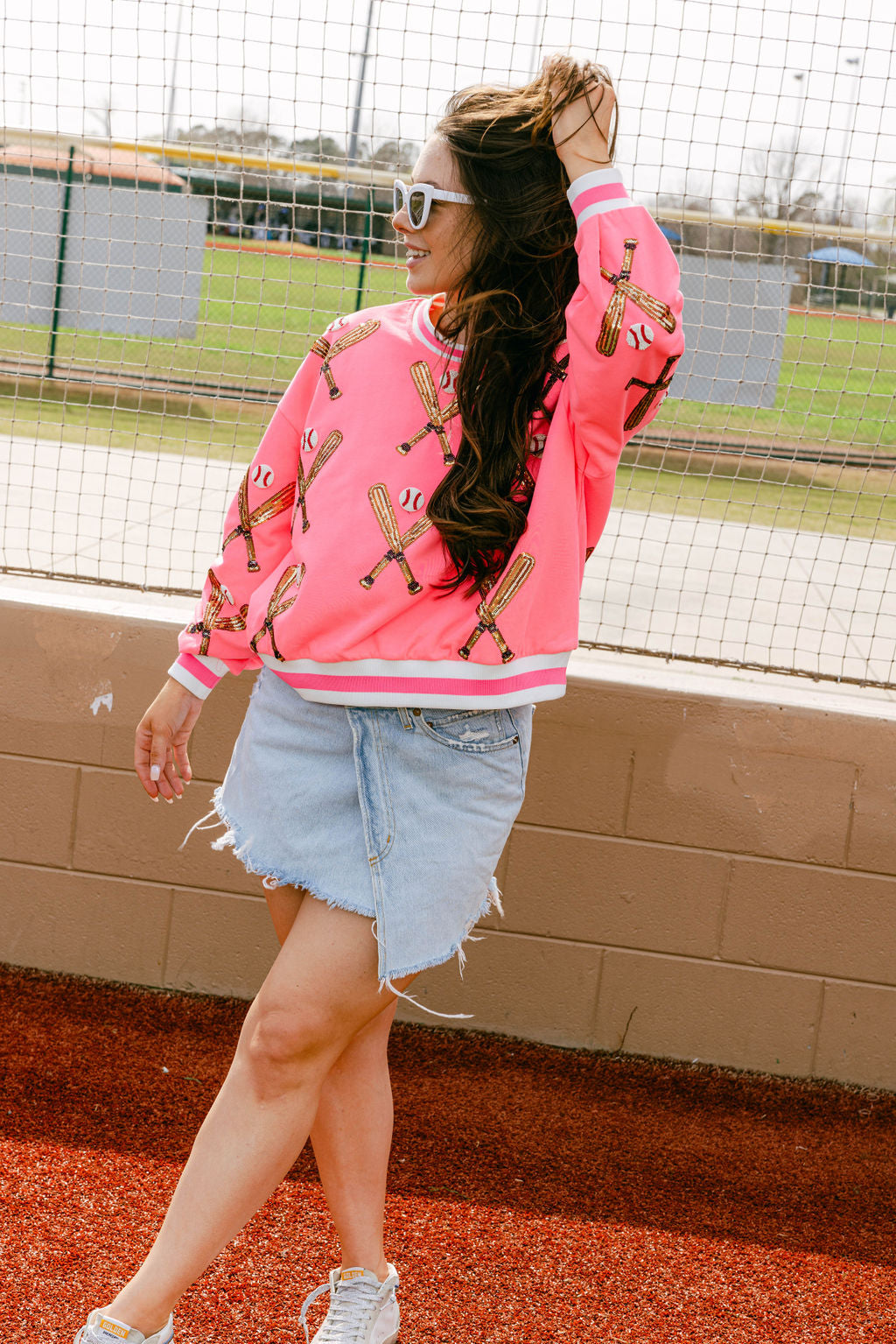 Neon Pink Scattered Baseball Bat Sweatshirt