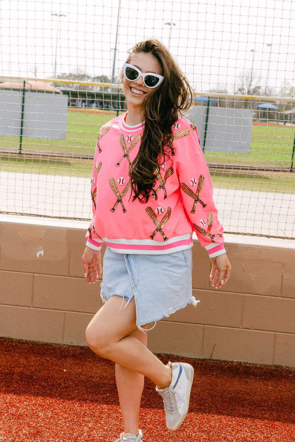 Neon Pink Scattered Baseball Bat Sweatshirt