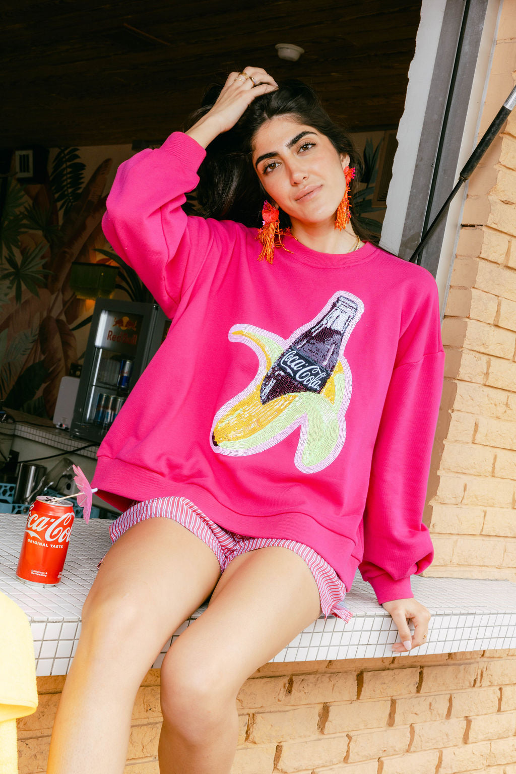 Hot Pink Banana Coca-Cola® Bottle Sweatshirt