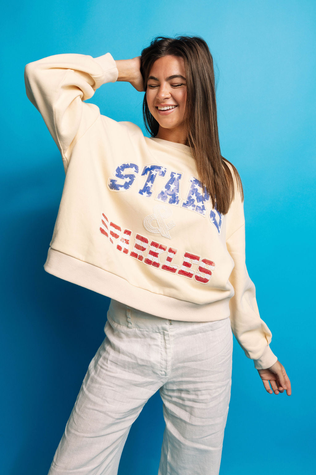Beige 'Stars & Sparkles' Sweatshirt