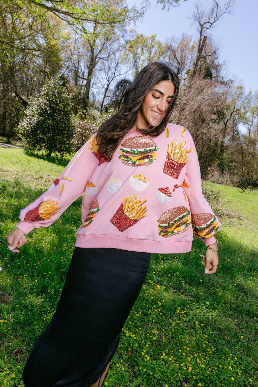 Light Pink Burger & Fries Icon Sweatshirt