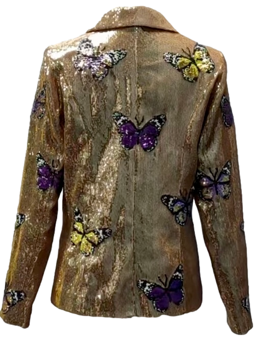 Purple & Gold Sequin Butterfly Blazer