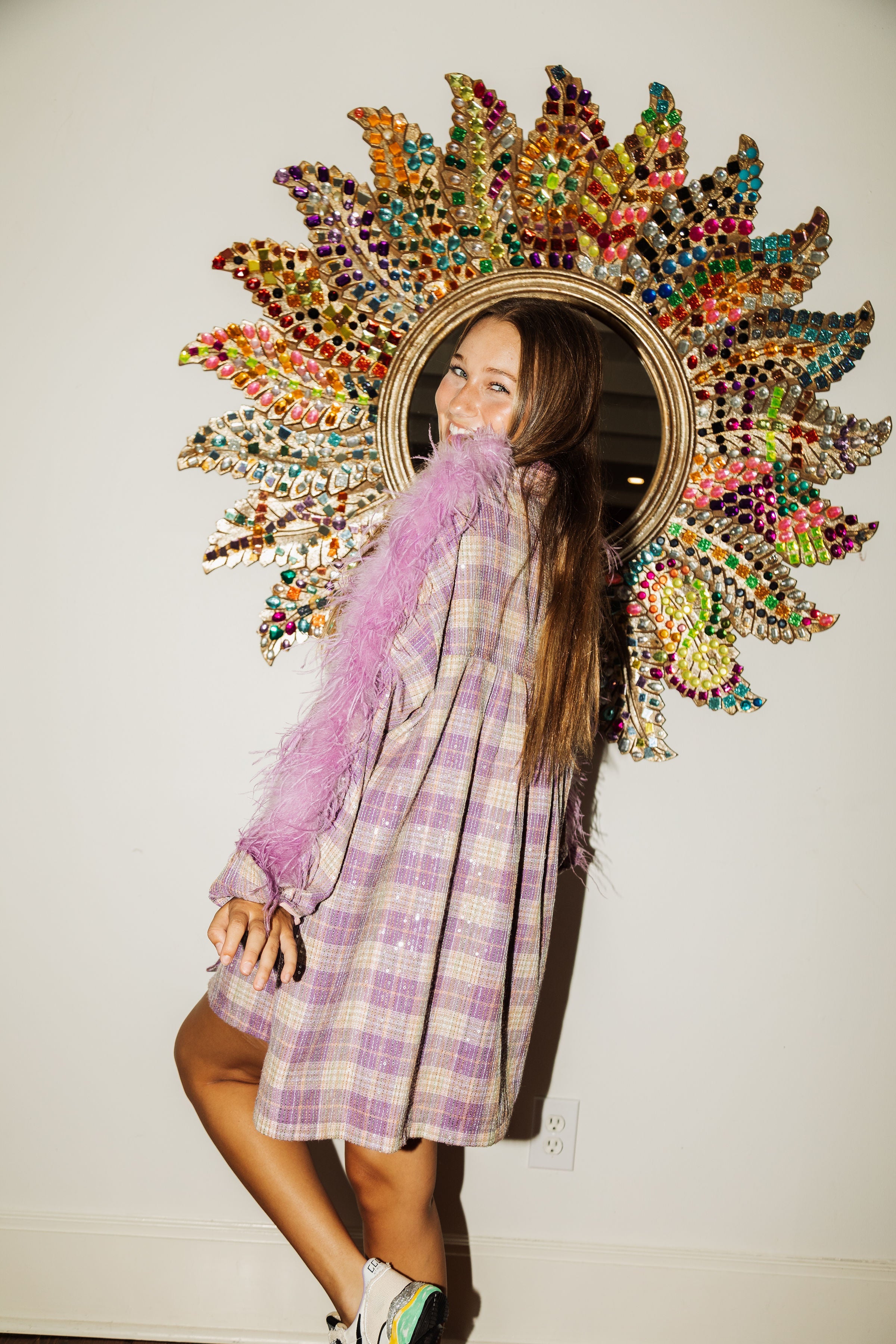 Purple Flannel Feather Dress