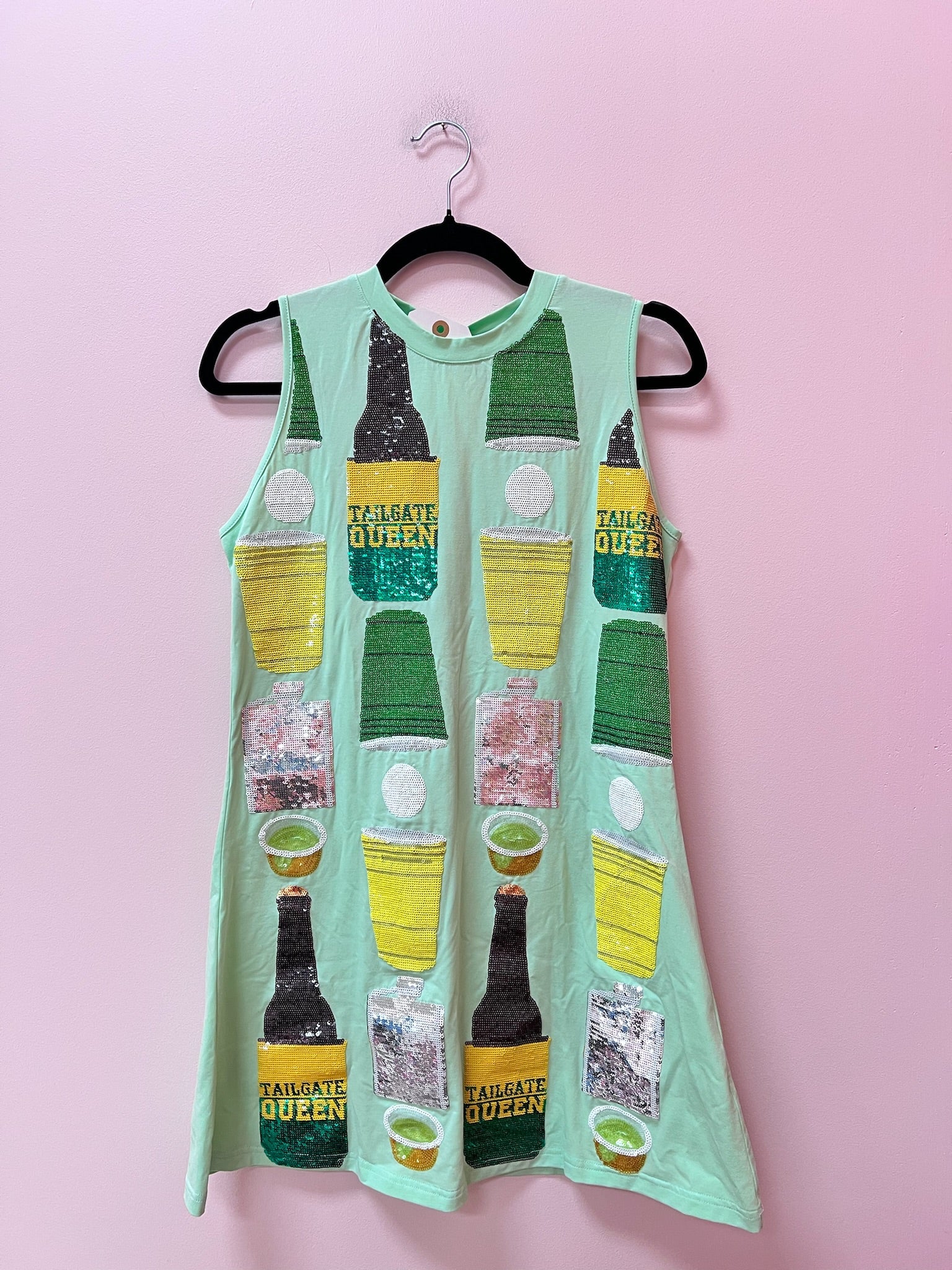 SAMPLE- GREEN, GREEN & YELLOW ALL OVER ICON DRINK TANK DRESS