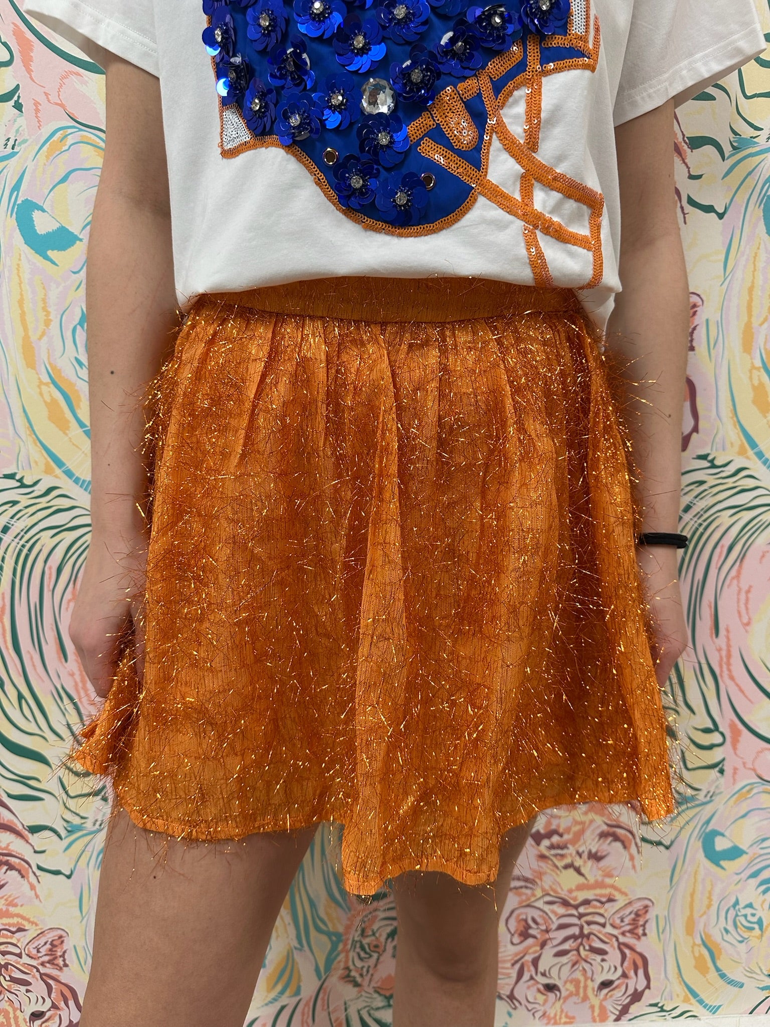 SAMPLE-  Orange Tinsel Skort