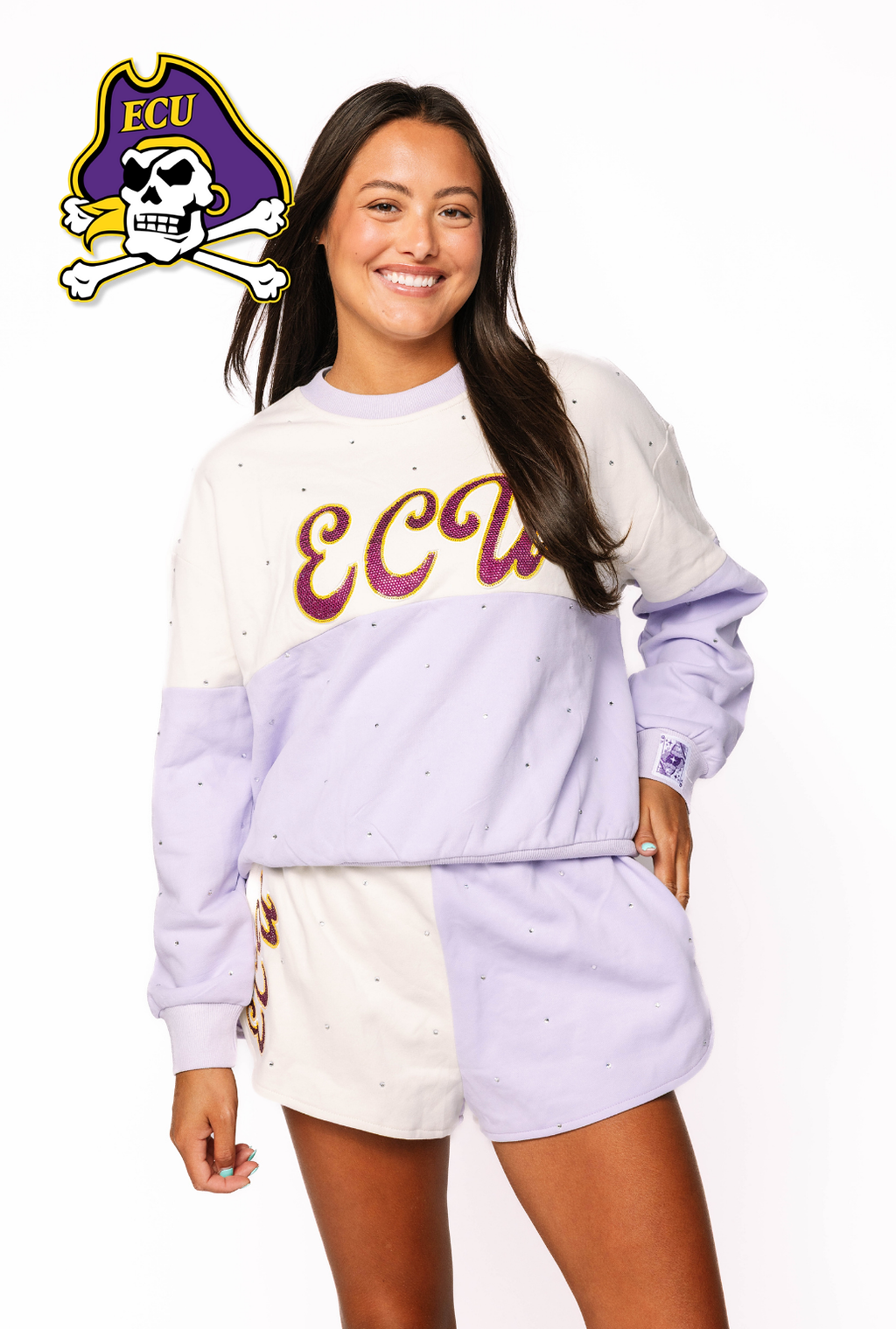 Licensed Sample - ECU Pastel Two Tone Sweatshirt and Shorts SET