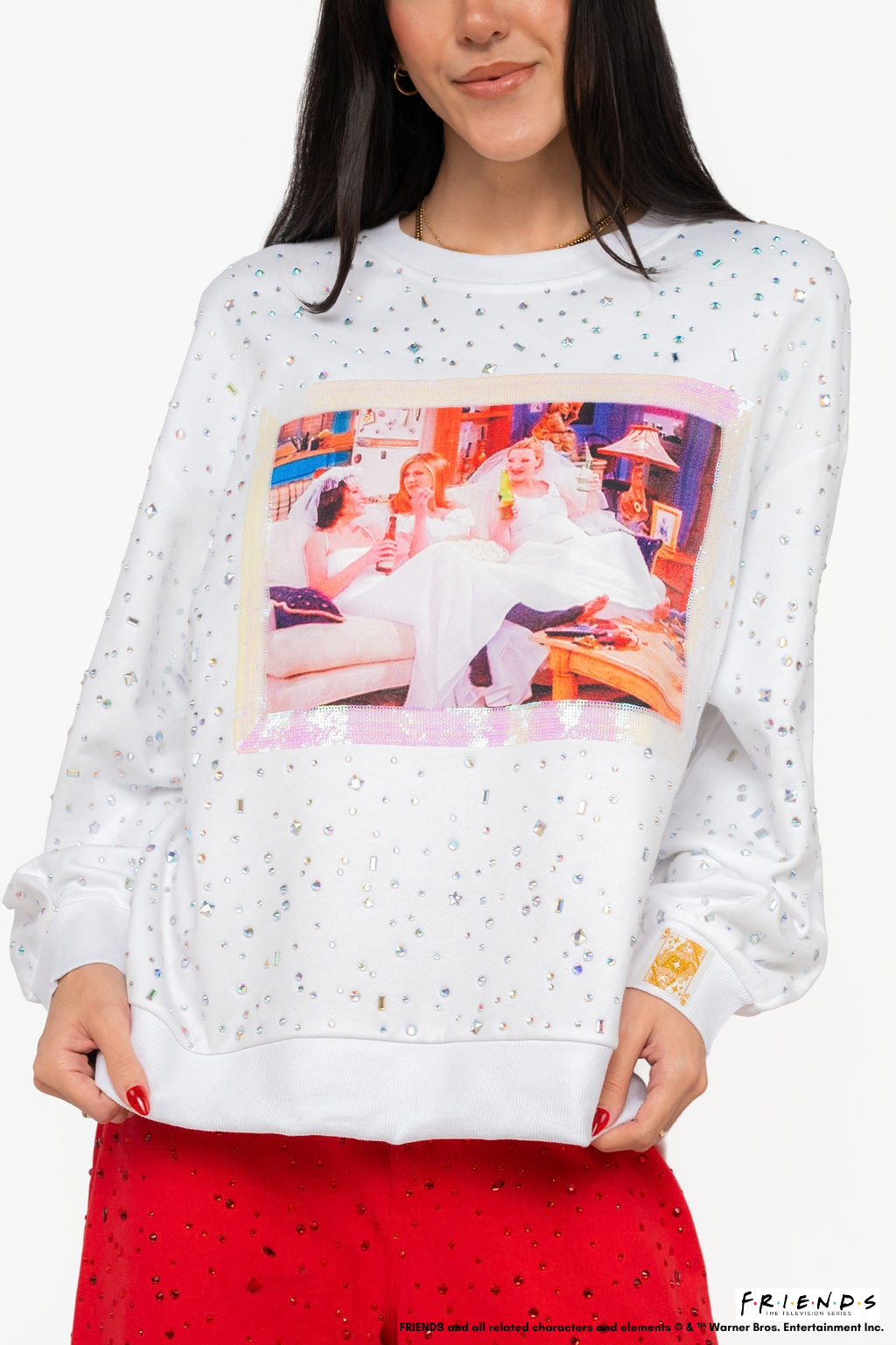 Licensed FRIENDS™ All the Wedding Dresses Scattered Rhinestone Sweatshirt