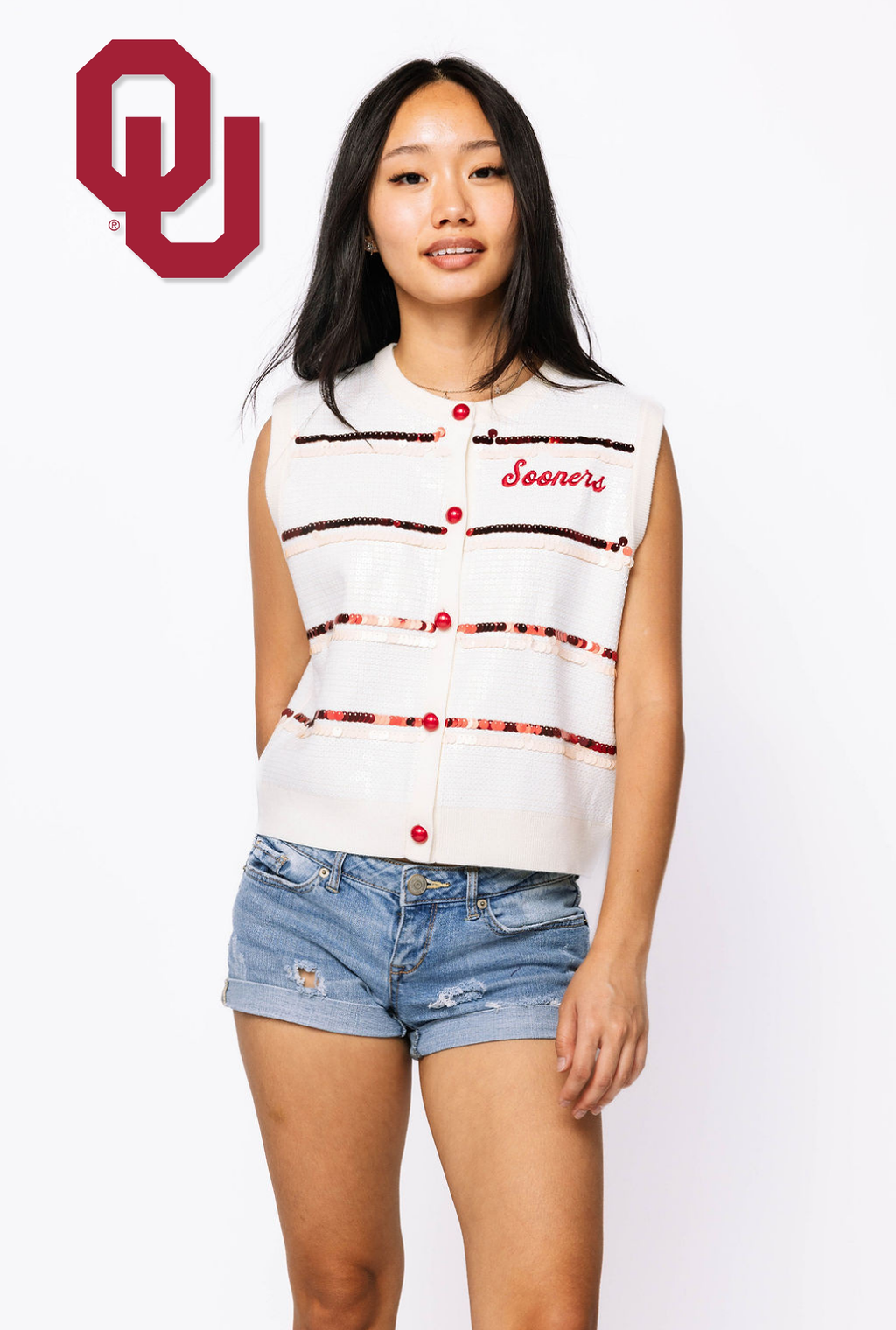 Licensed Sample - Oklahoma Full Sequin Skinny Stripe Vest