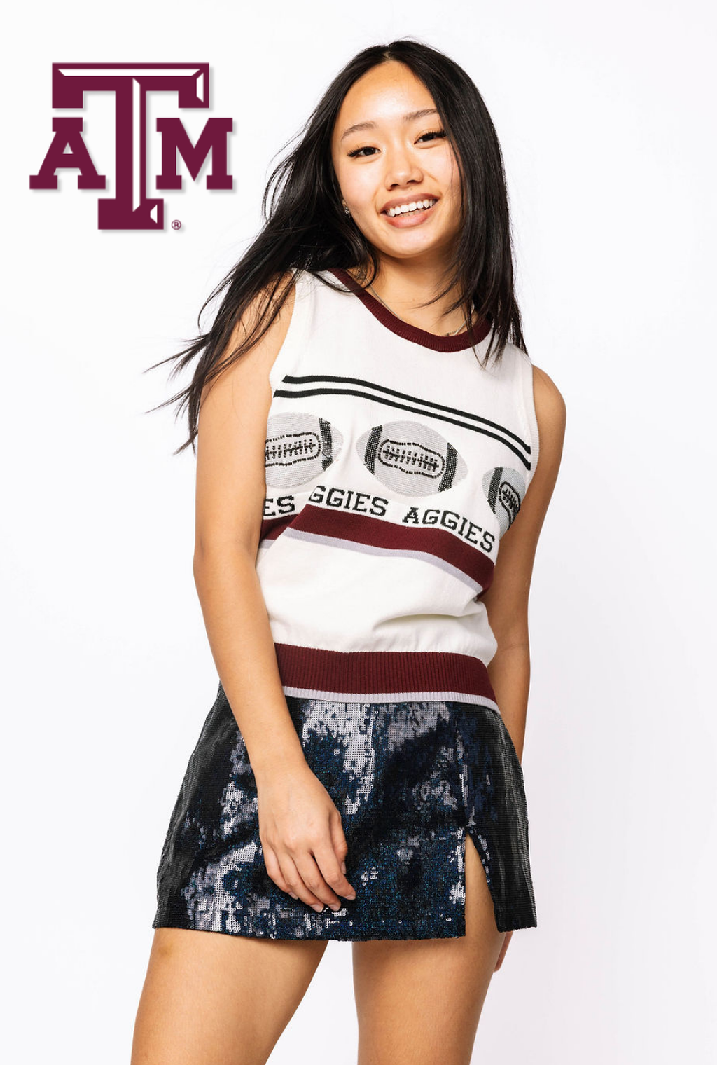 Licensed Sample - Texas A&M Vintage Football Stripes Tank