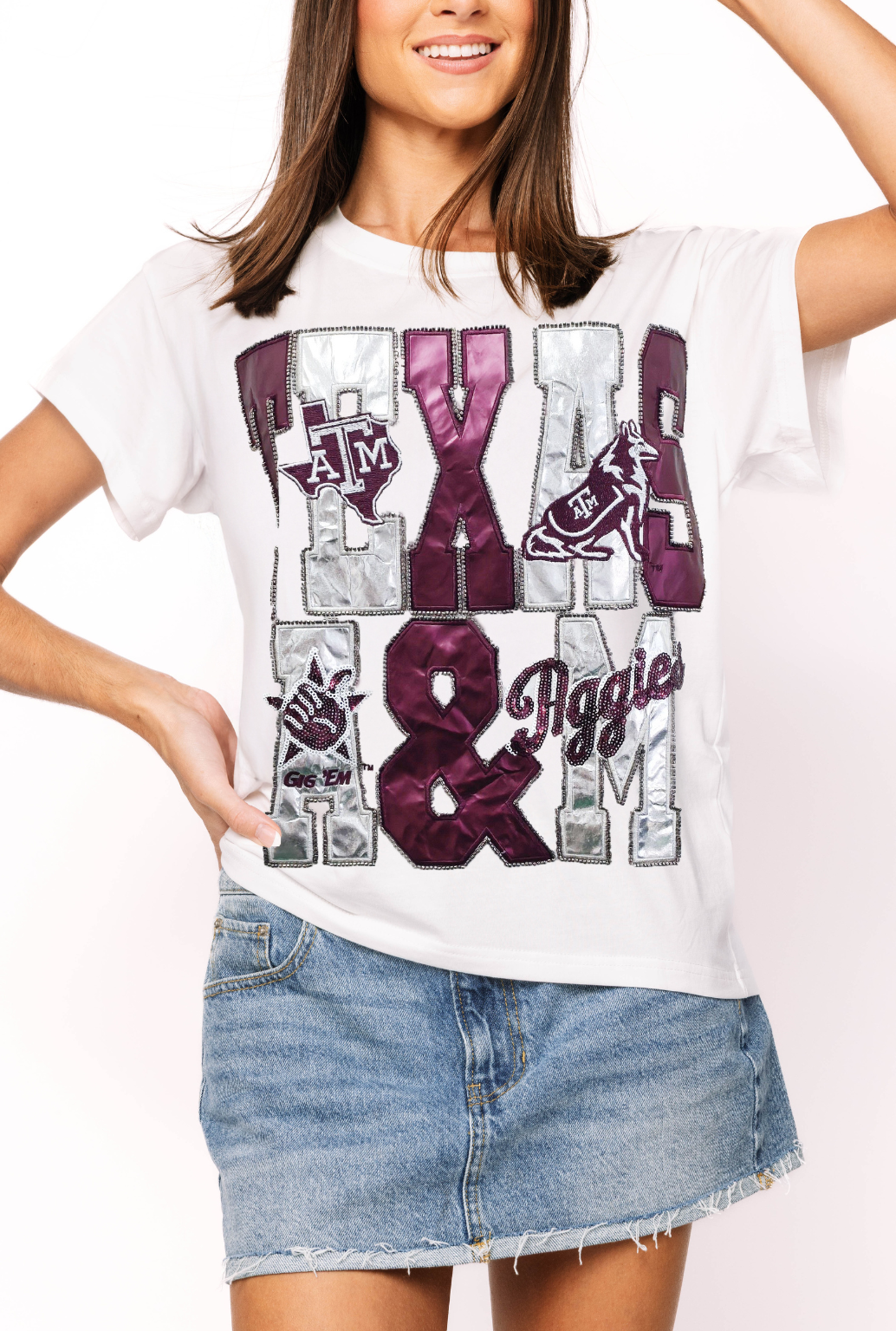 Licensed Texas A&M Metallic Word with Icons Tee