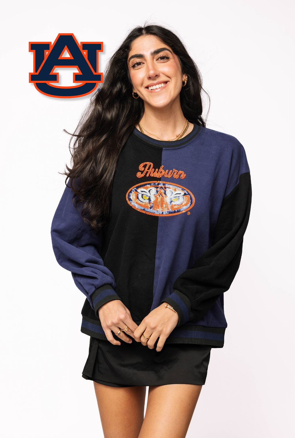 Licensed Sample - Auburn Black Colorblock Sweatshirt