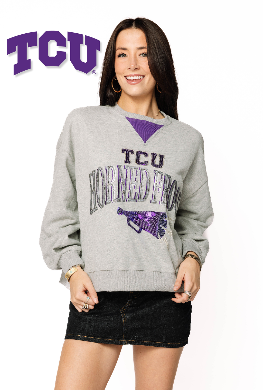 Licensed Sample - TCU Megaphone and Icons V Sweatshirt