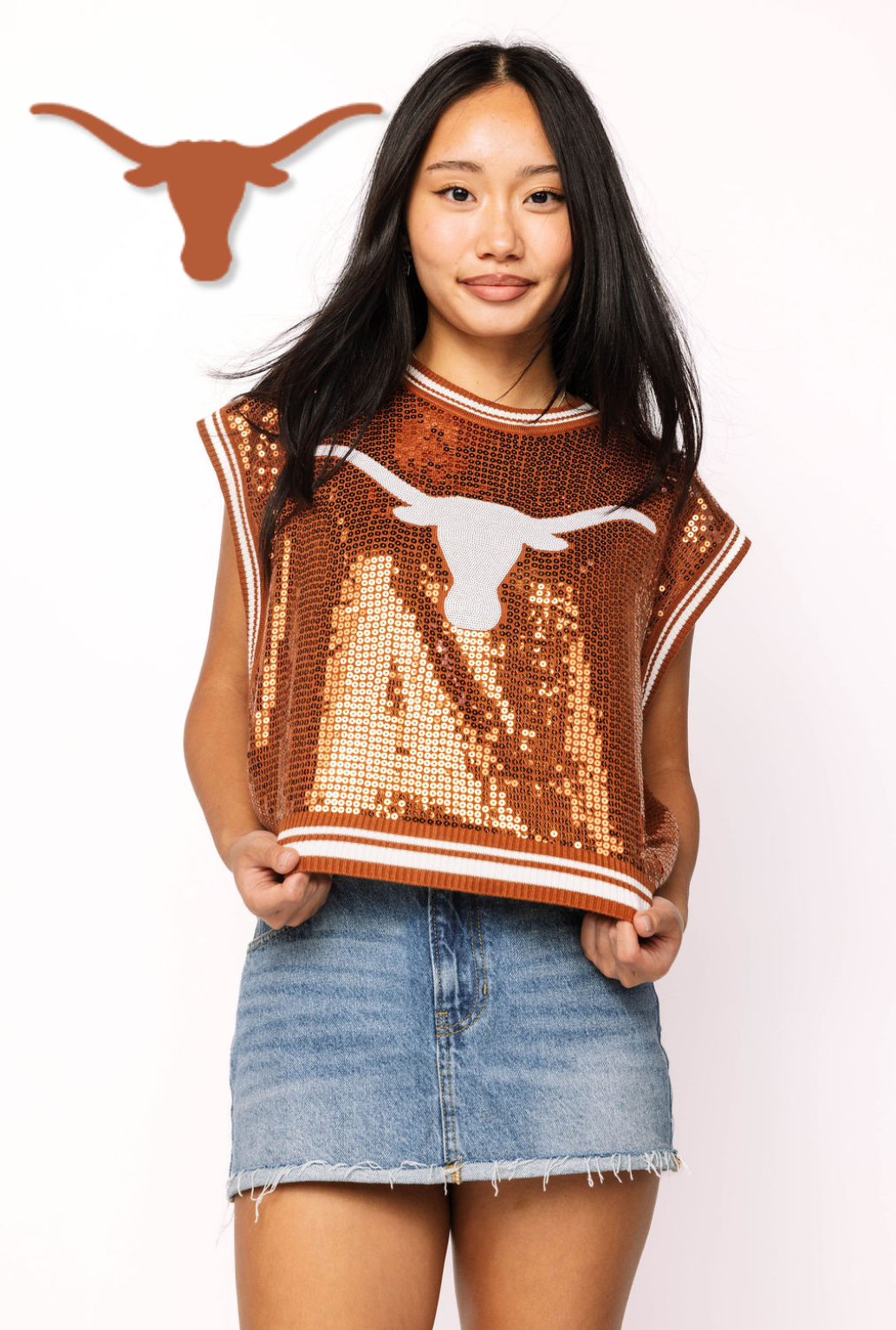 Licensed Texas Full Sequin Mascot Tank