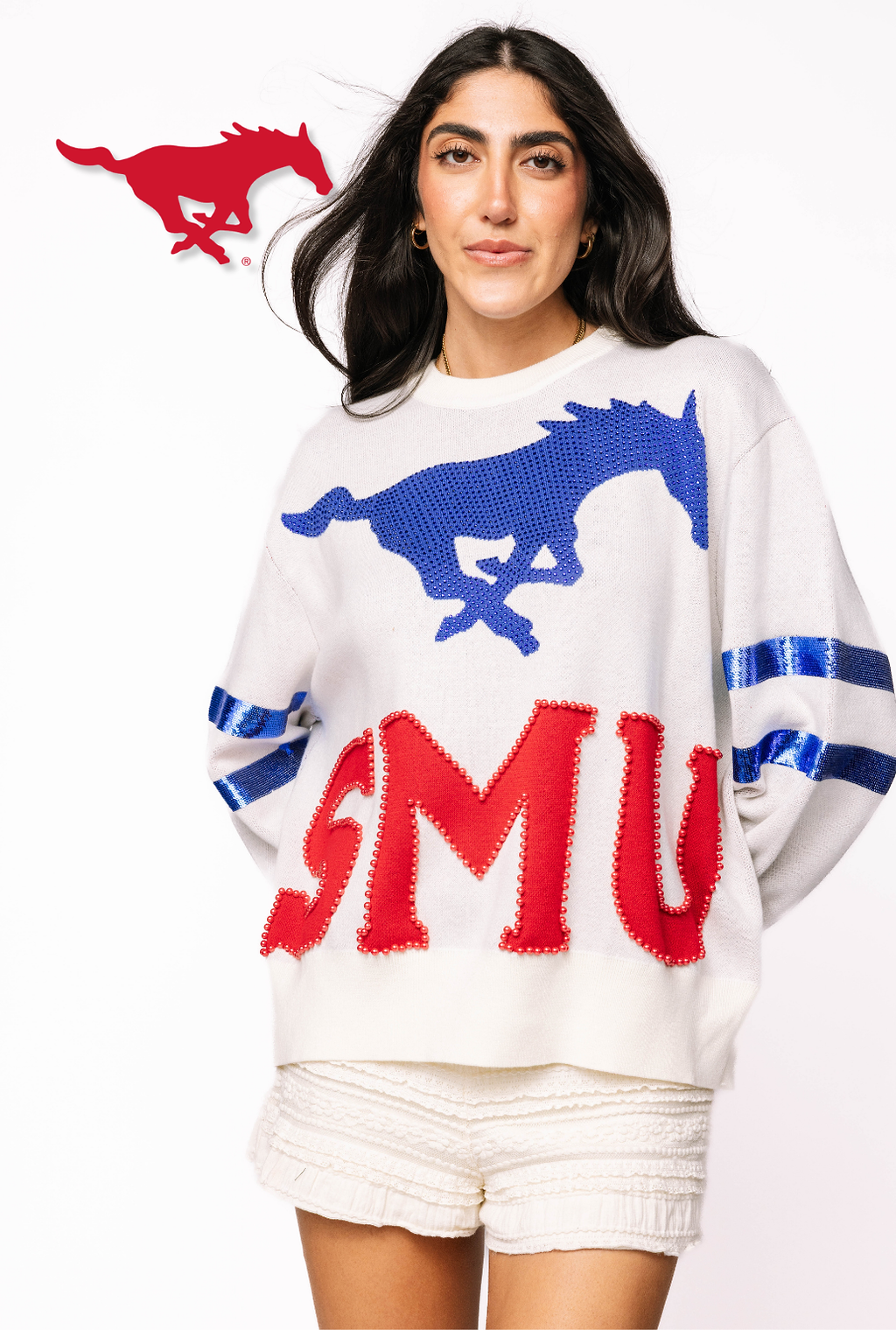 Licensed Sample - SMU Oversized Mascot Sweater