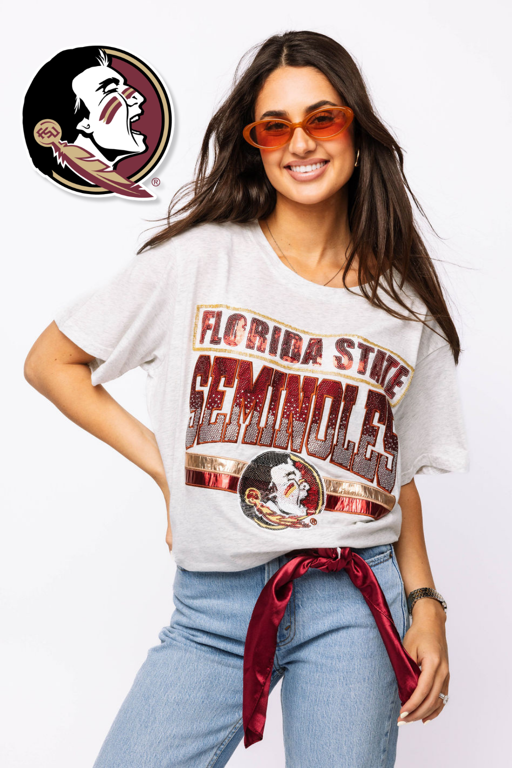 Licensed Grey 'Florida State Seminoles' Vintage Tee