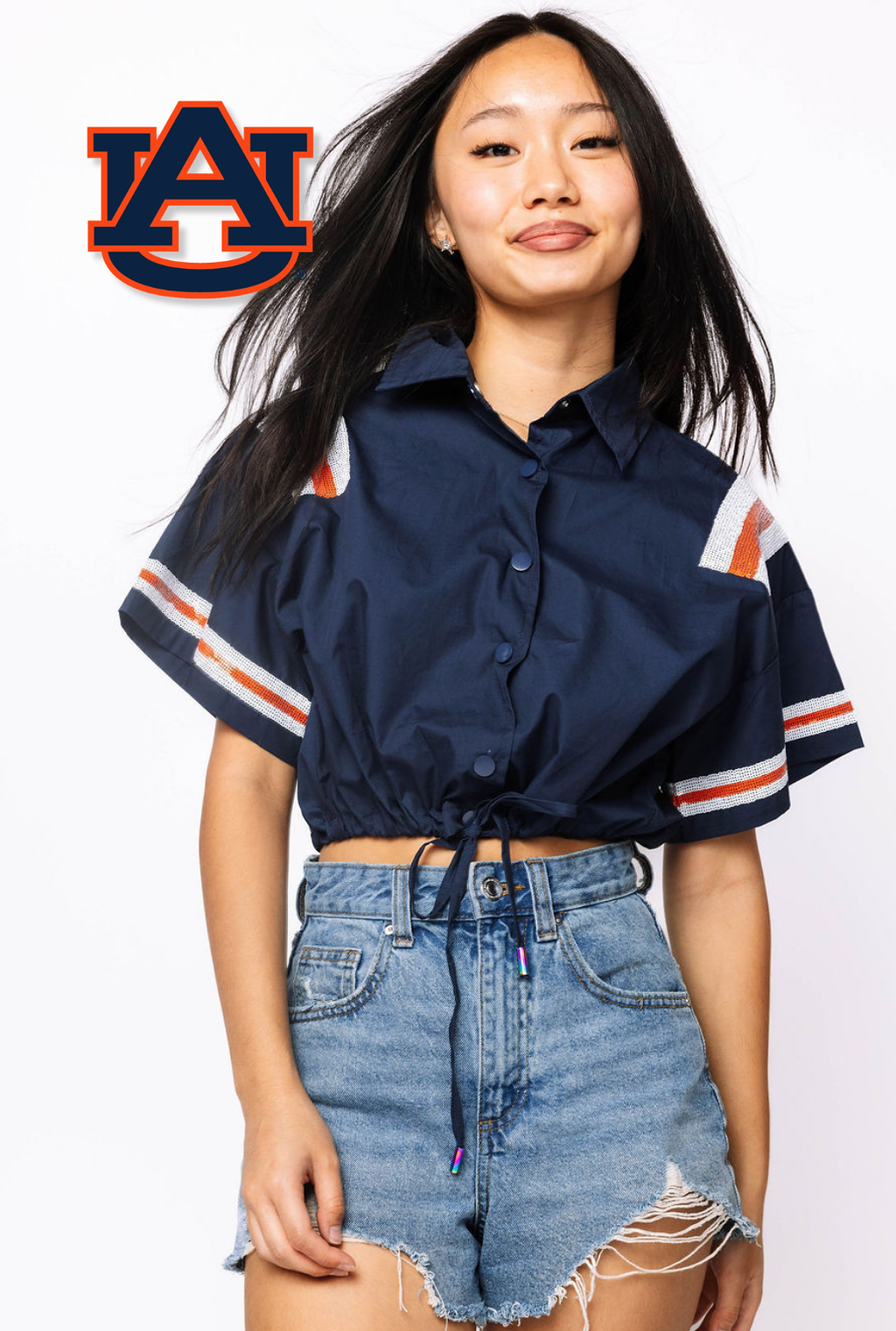Licensed Sample - Auburn Cotton Tie Bottom Jersey Top