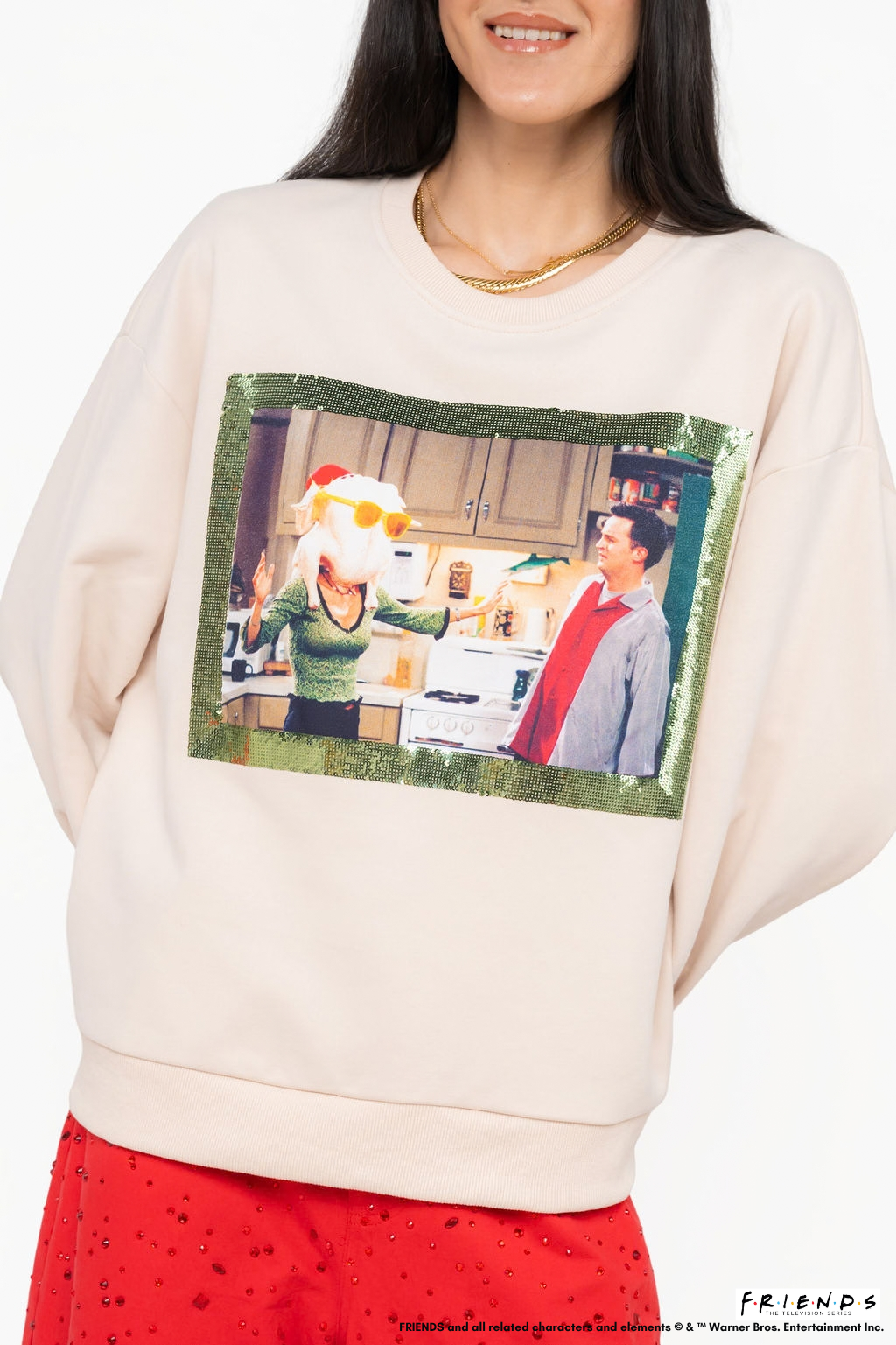 Licensed Beige Monica Turkey Head Sweatshirt