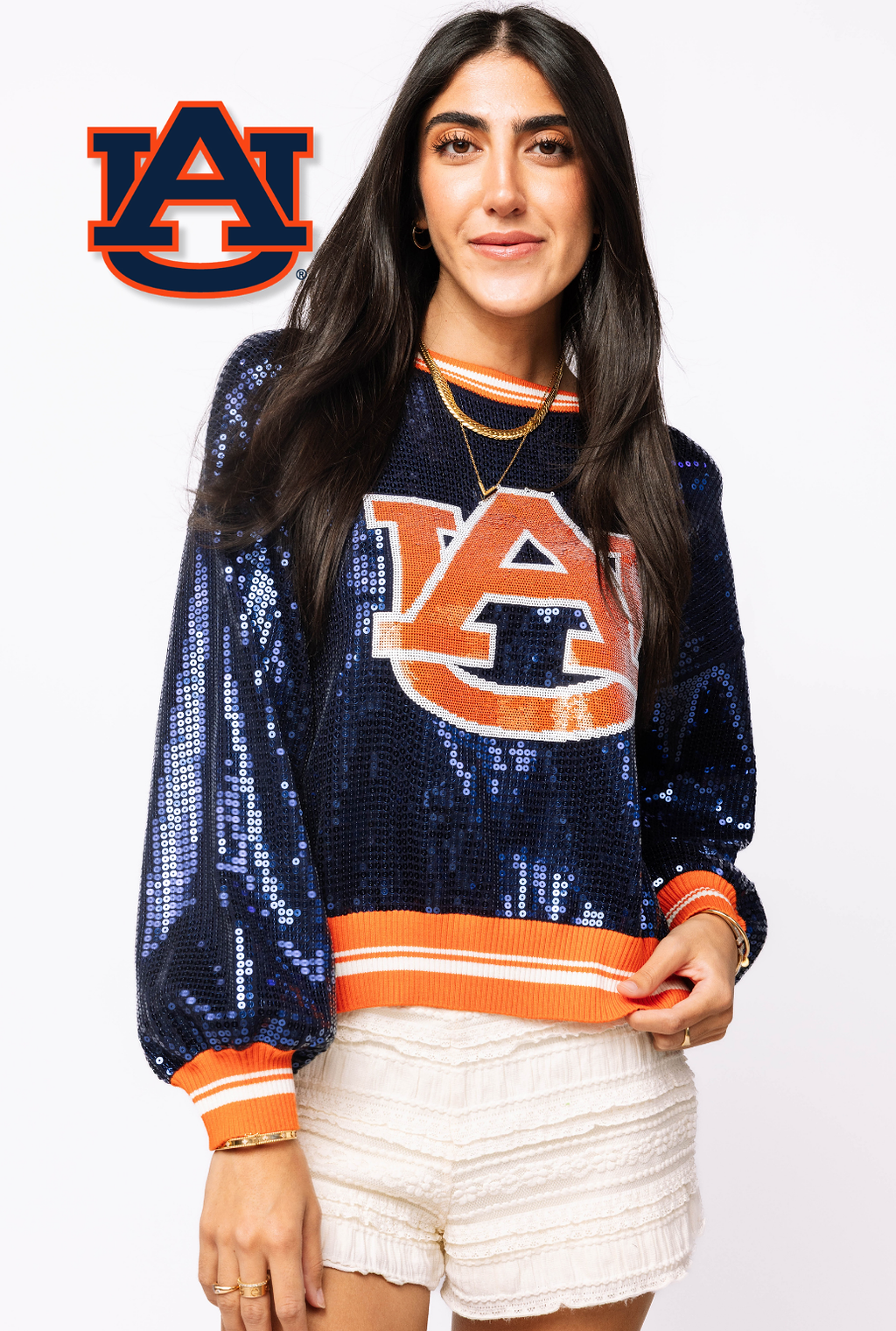 Licensed Sample - Auburn Full State Sequin Mascot Sweater