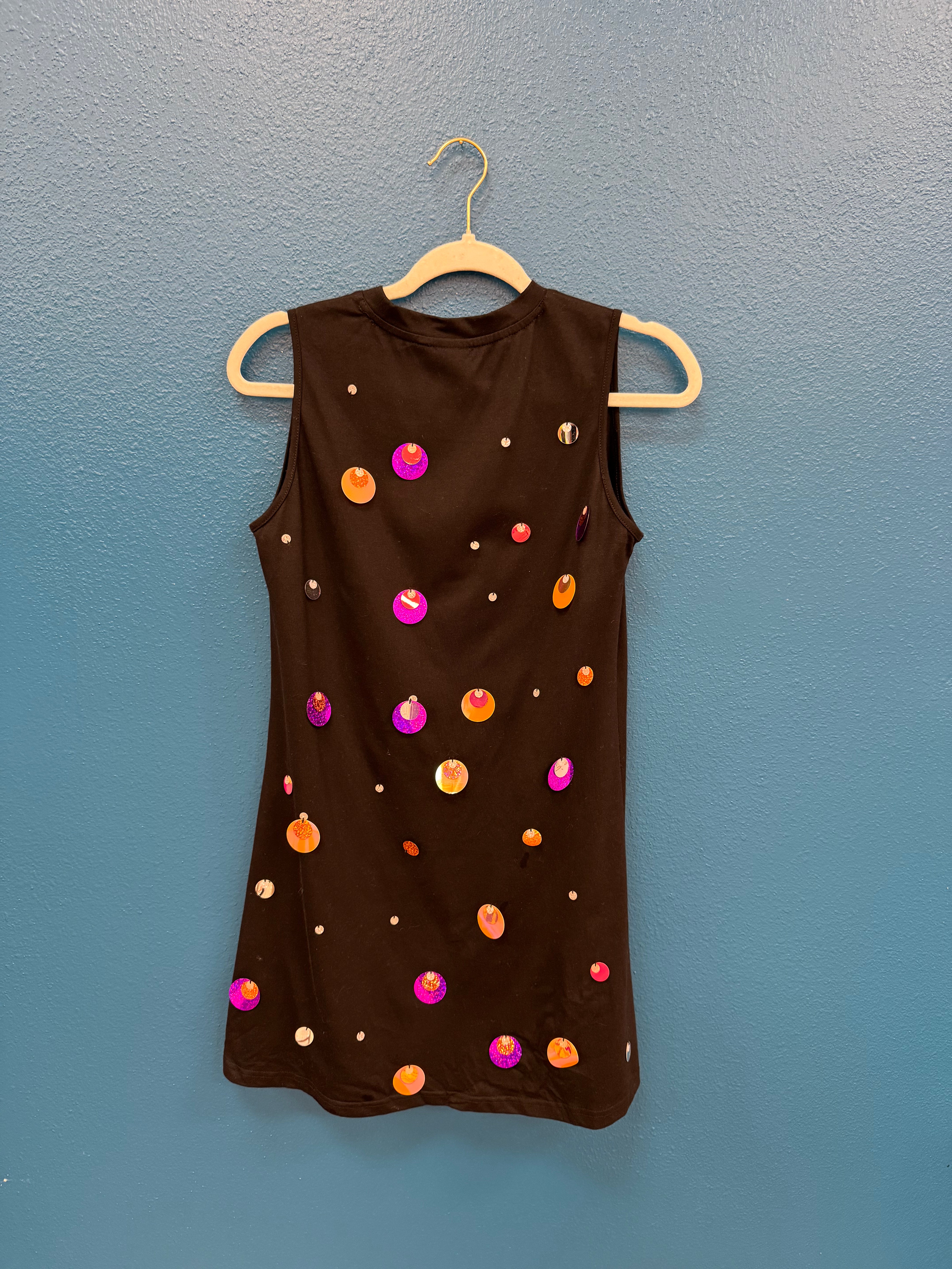 SAMPLE- Black & Orange Pailette Tank Dress