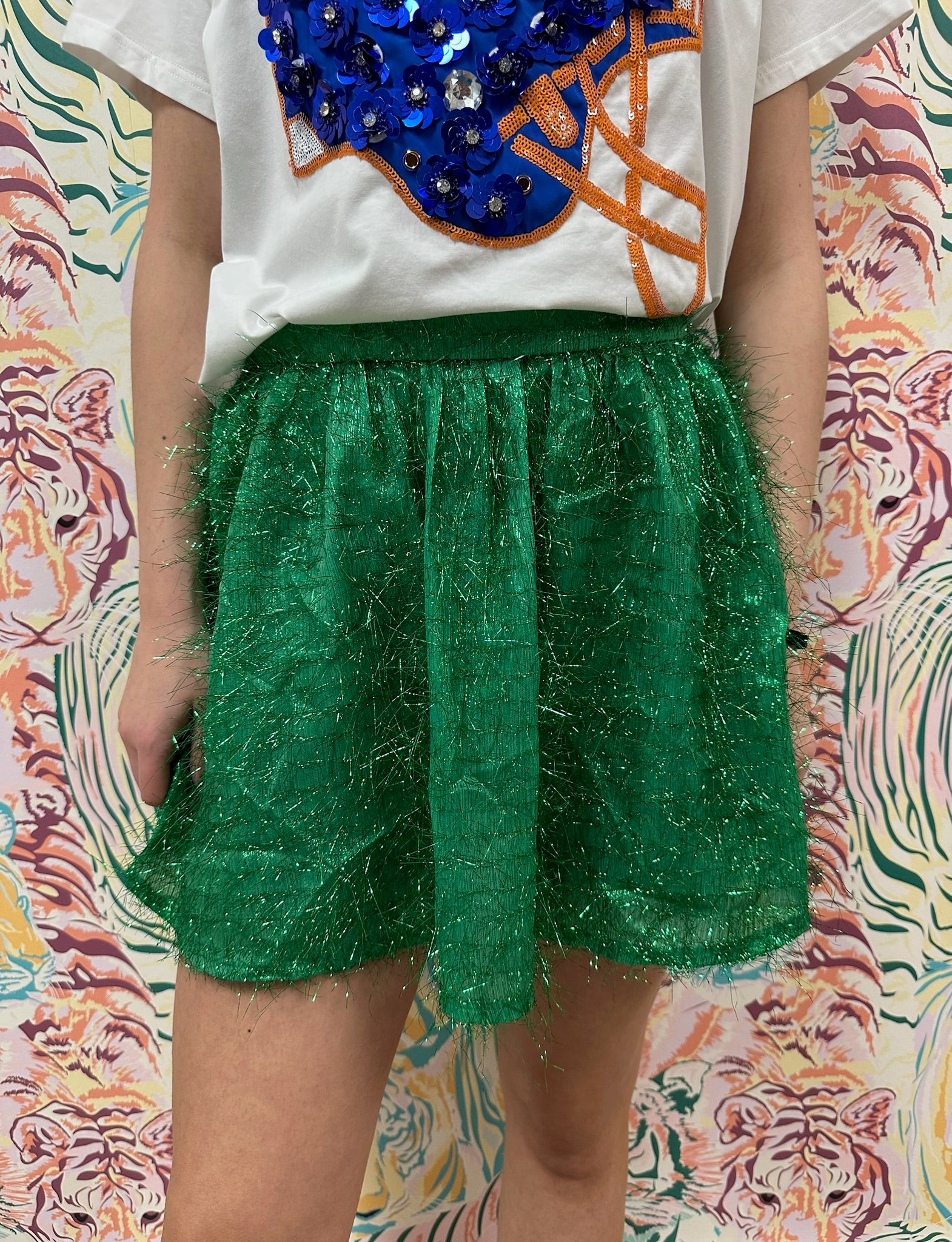 SAMPLE-  Green Tinsel Skort