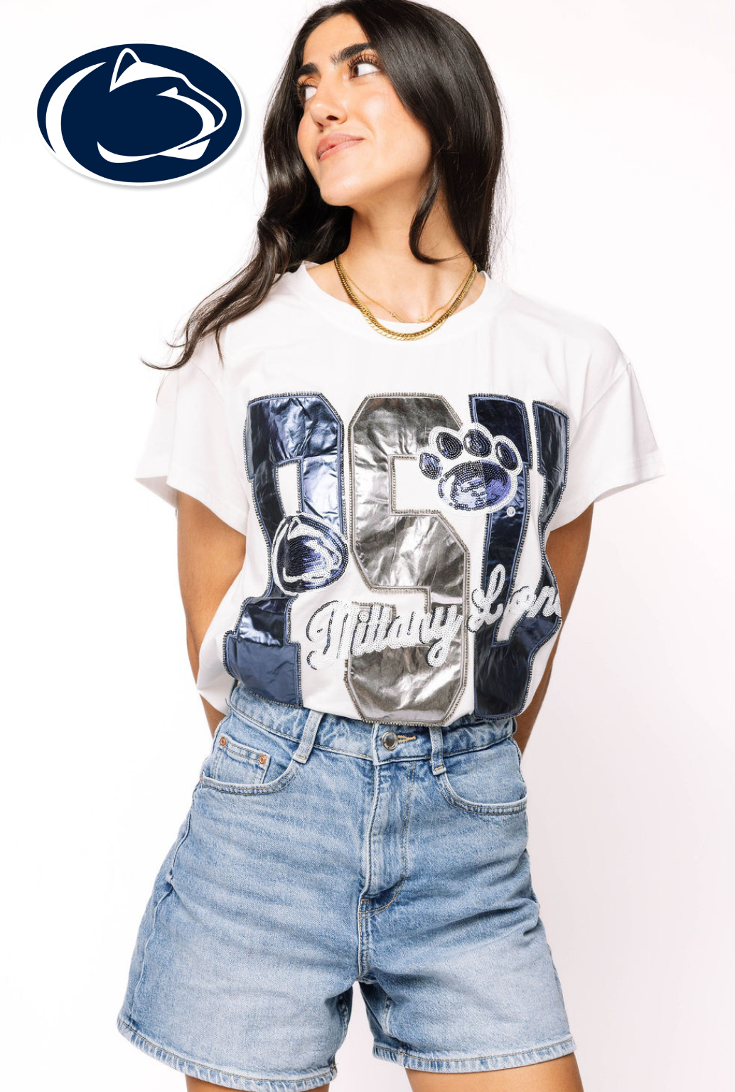 Licensed Penn State Metallic Word with Icons Tee