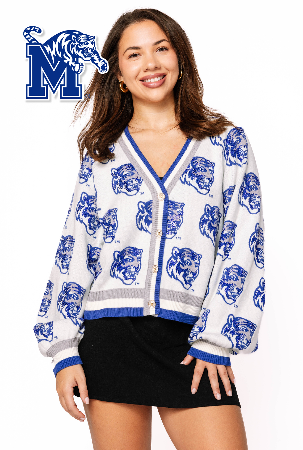 Licensed Sample - Memphis Knit in Mascot Rhinestone Cardigan