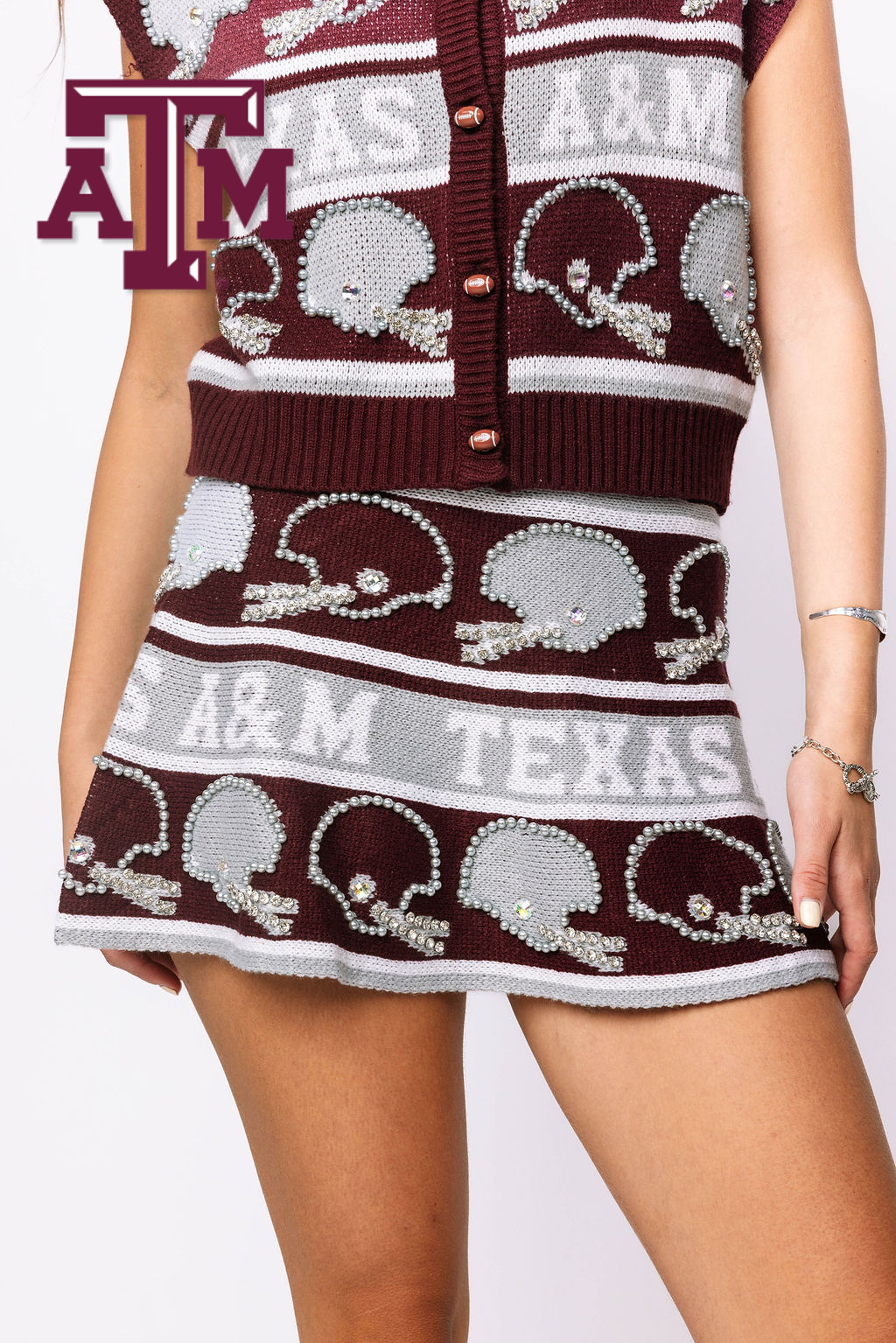 Licensed Texas A&M Vintage Football Helmet Stripe Skirt