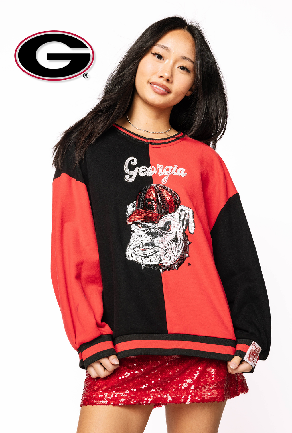 Licensed Sample - Georgia Black Colorblock Sweatshirt