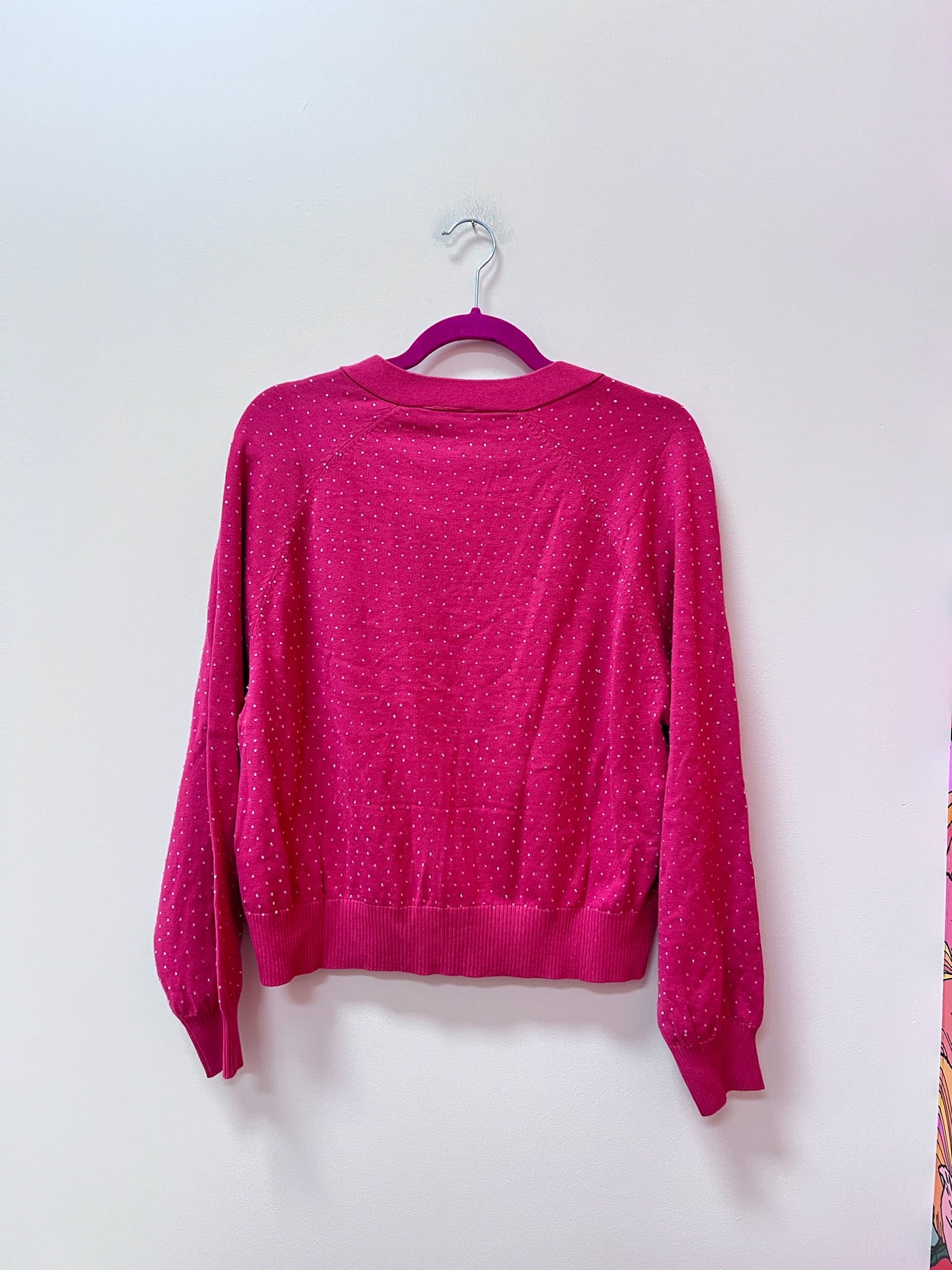 SAMPLE- PINK SCATTERED RHINESTONE CARDIGAN