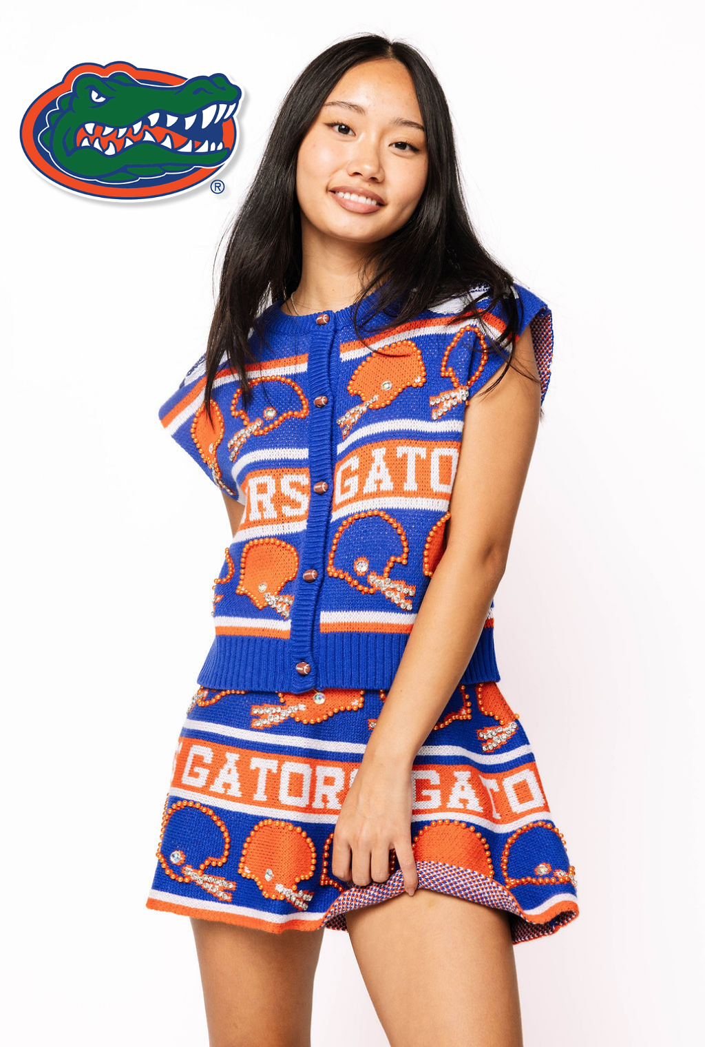 Licensed Sample - Florida Vintage Football Helmet Stripe Vest and Skirt Set