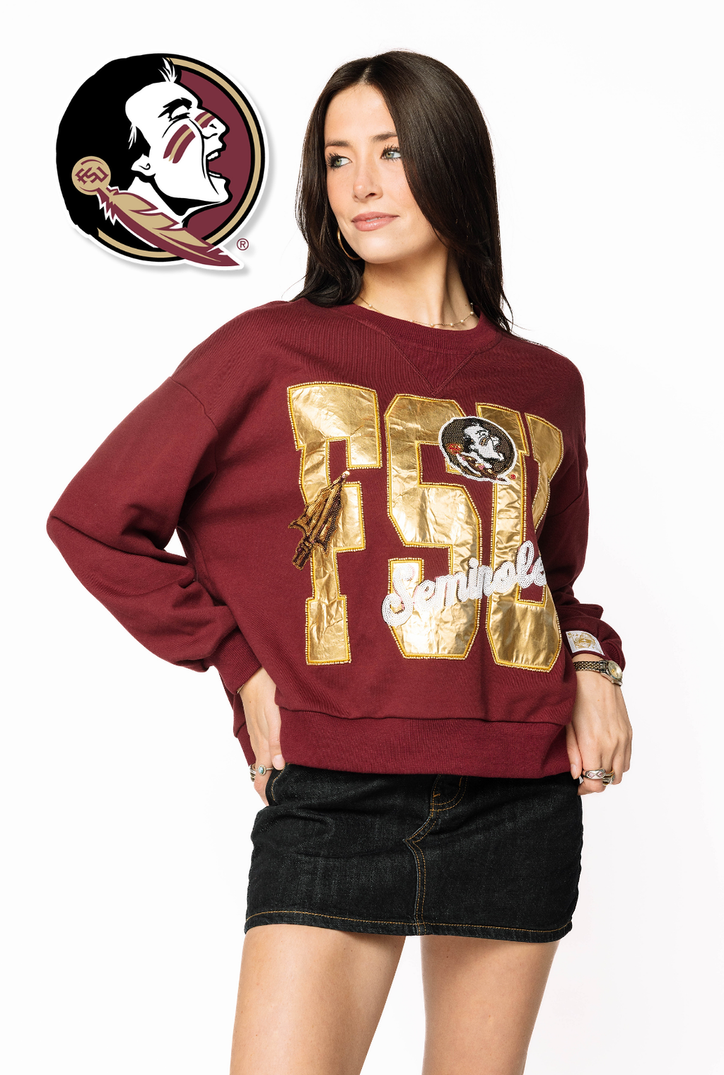 Licensed Sample - FSU Metallic Word with Icons Sweatshirt
