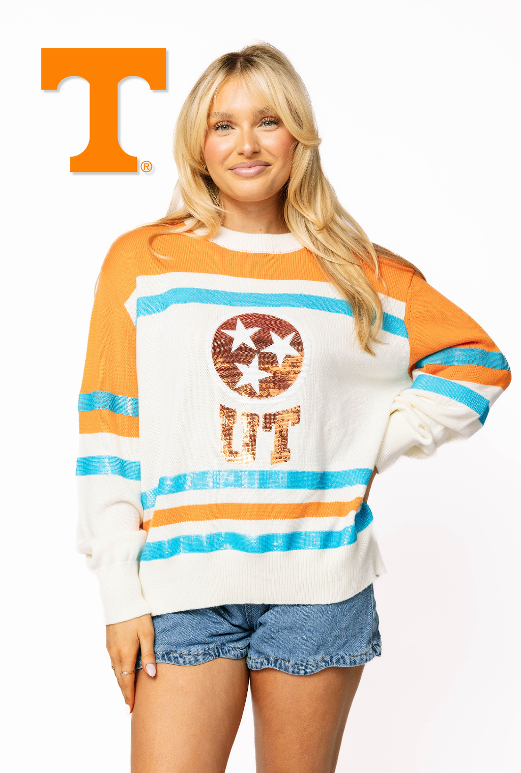 Licensed Sample - Tennessee Striped Colorblock Sweater