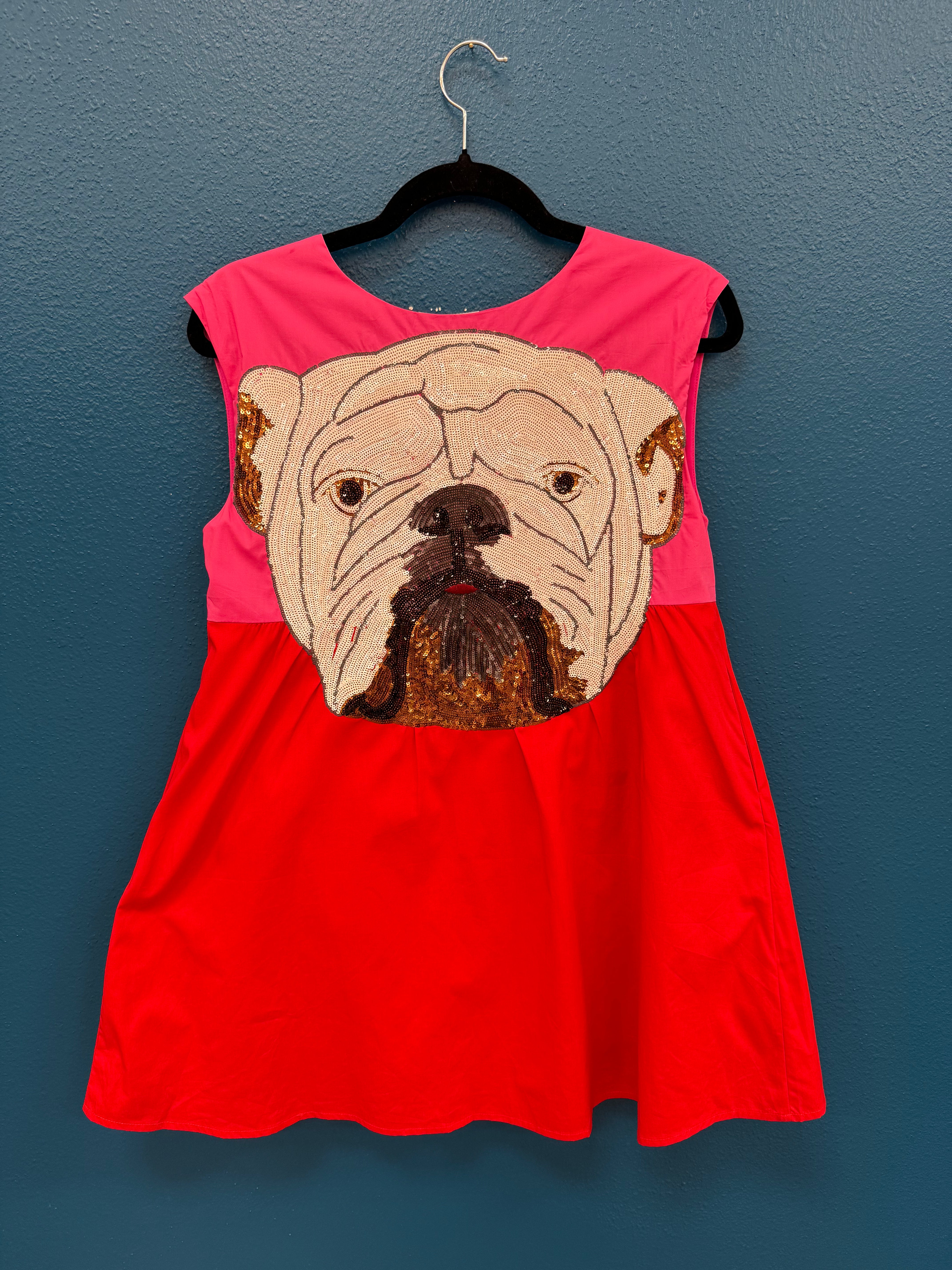 SAMPLE- Pink & Red Bulldog Tank Dress