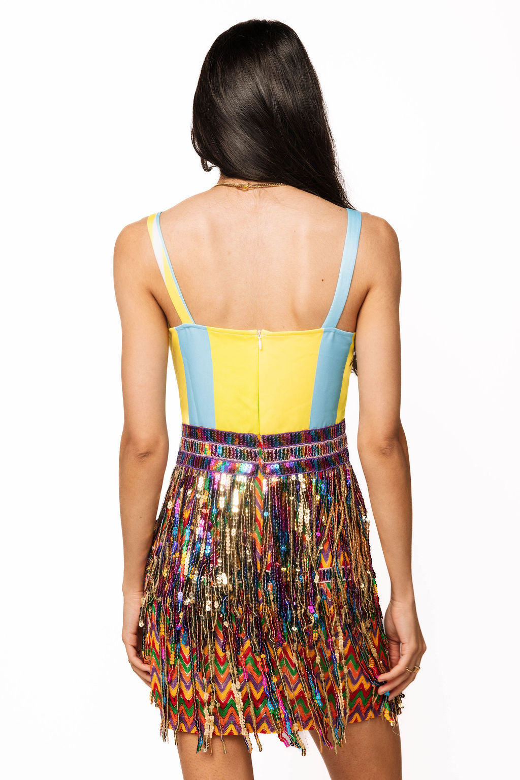 rainbow sequin tassel dress Tassels Rave Outfit Rainbow Sexy Sequin Disc Tassel Dress Women Festival Rave Outfit