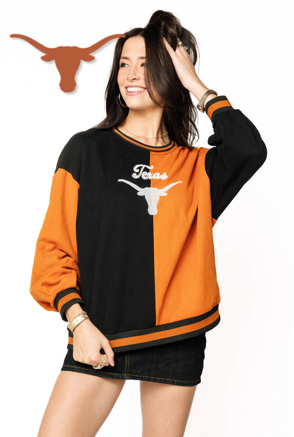 Licensed Sample - Texas Black Colorblock Sweatshirt