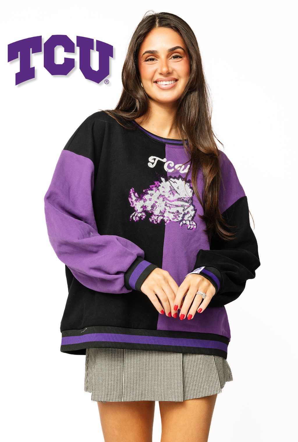 Licensed Sample - TCU Black Colorblock Sweatshirt