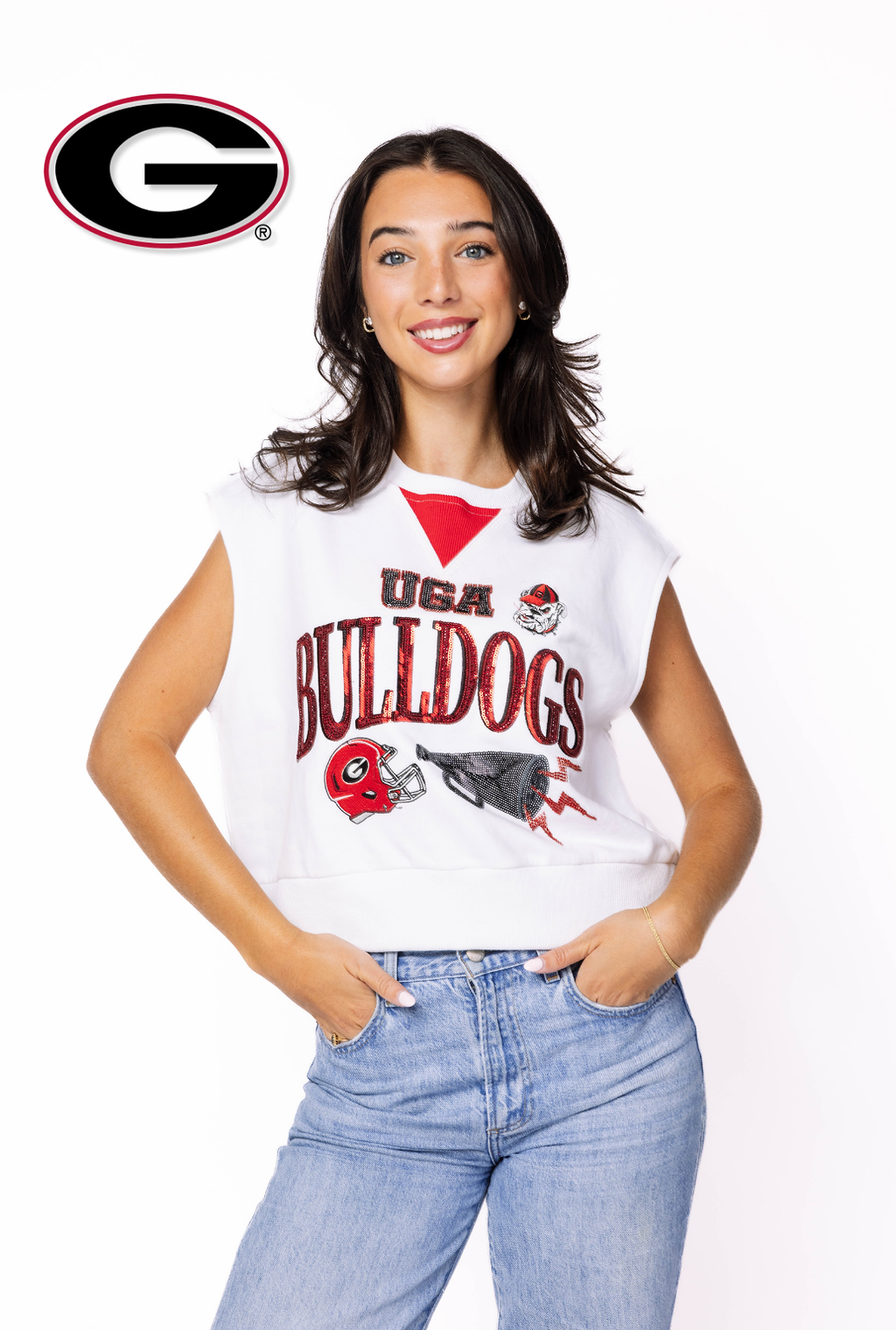 Licensed Sample - UGA Megaphone and Icons V Sweatshirt Tank